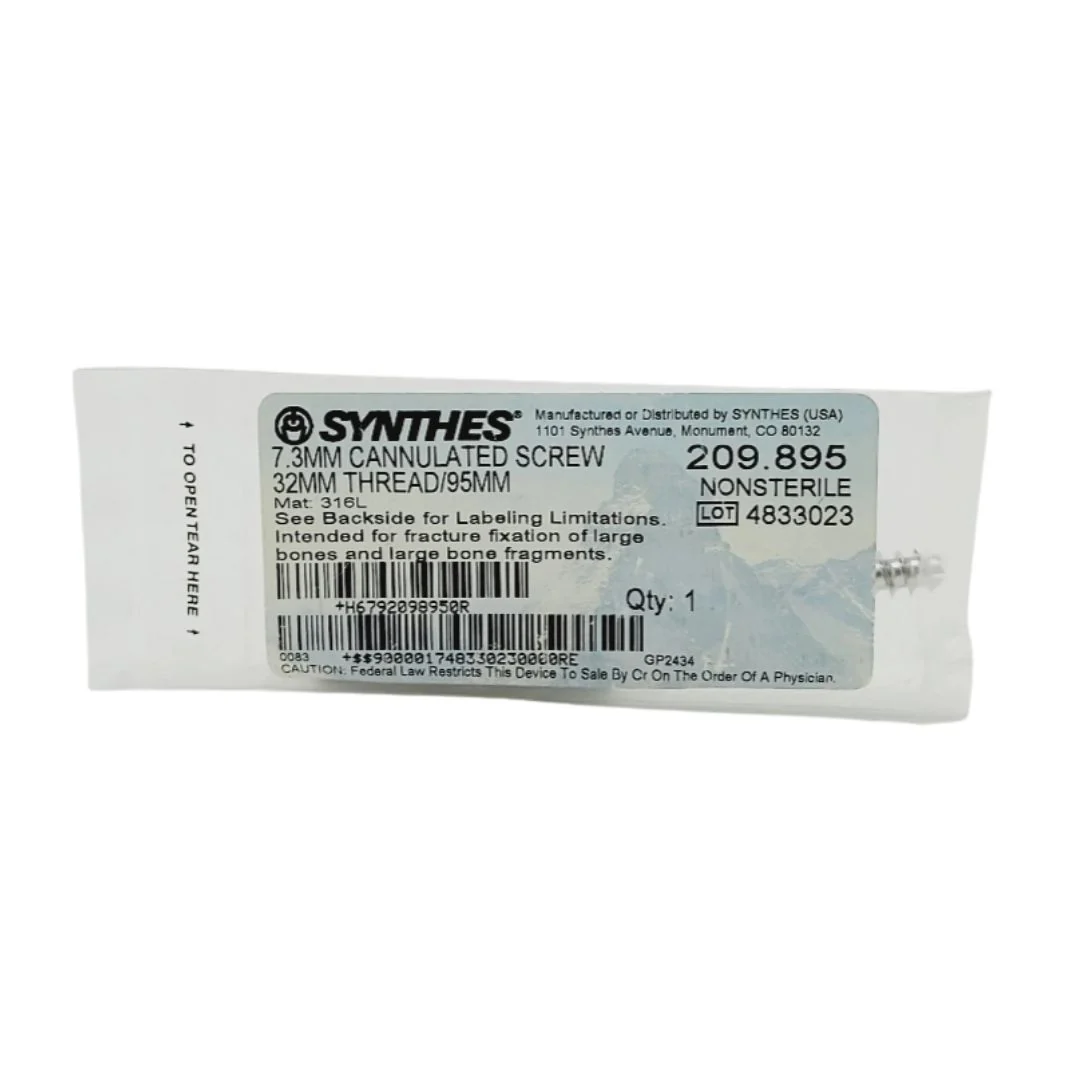 Synthes 209.895 7.3mm Cannulated Screw 32mm Thread/95mm