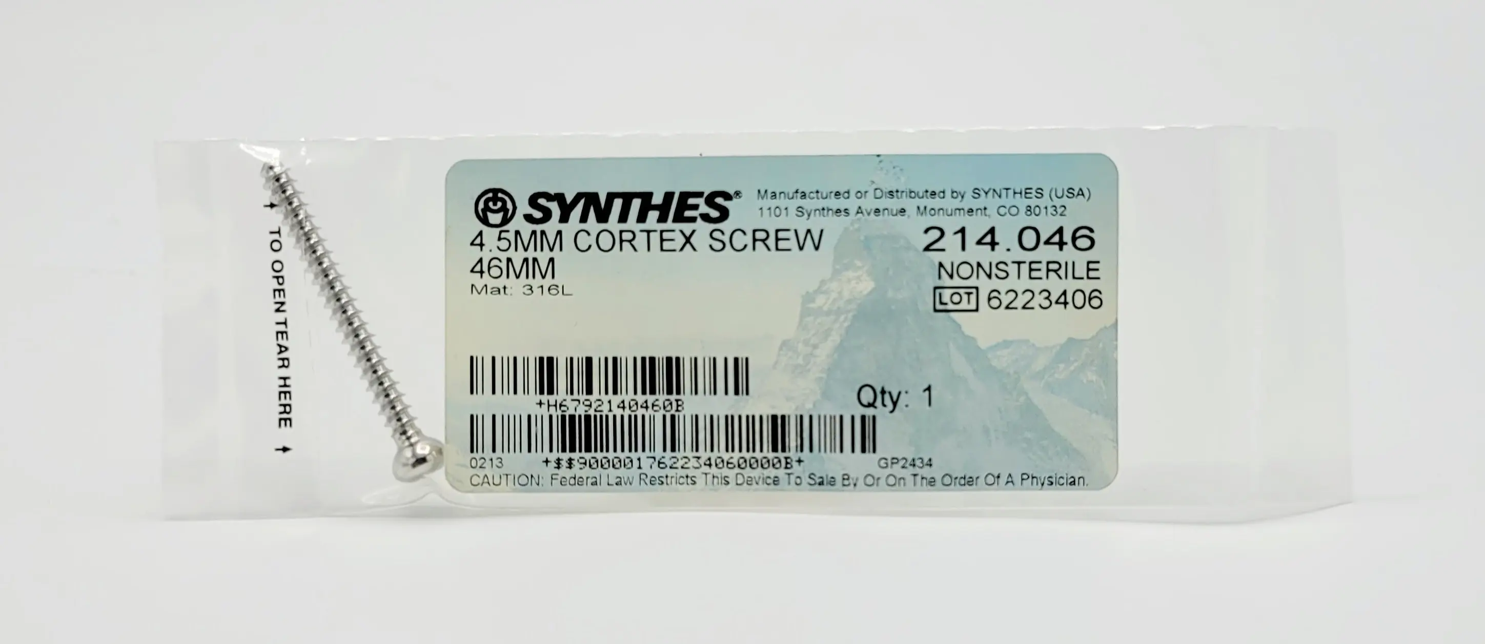 Synthes 214.046 4.5mm Cortex Screw 46mm - Image 2