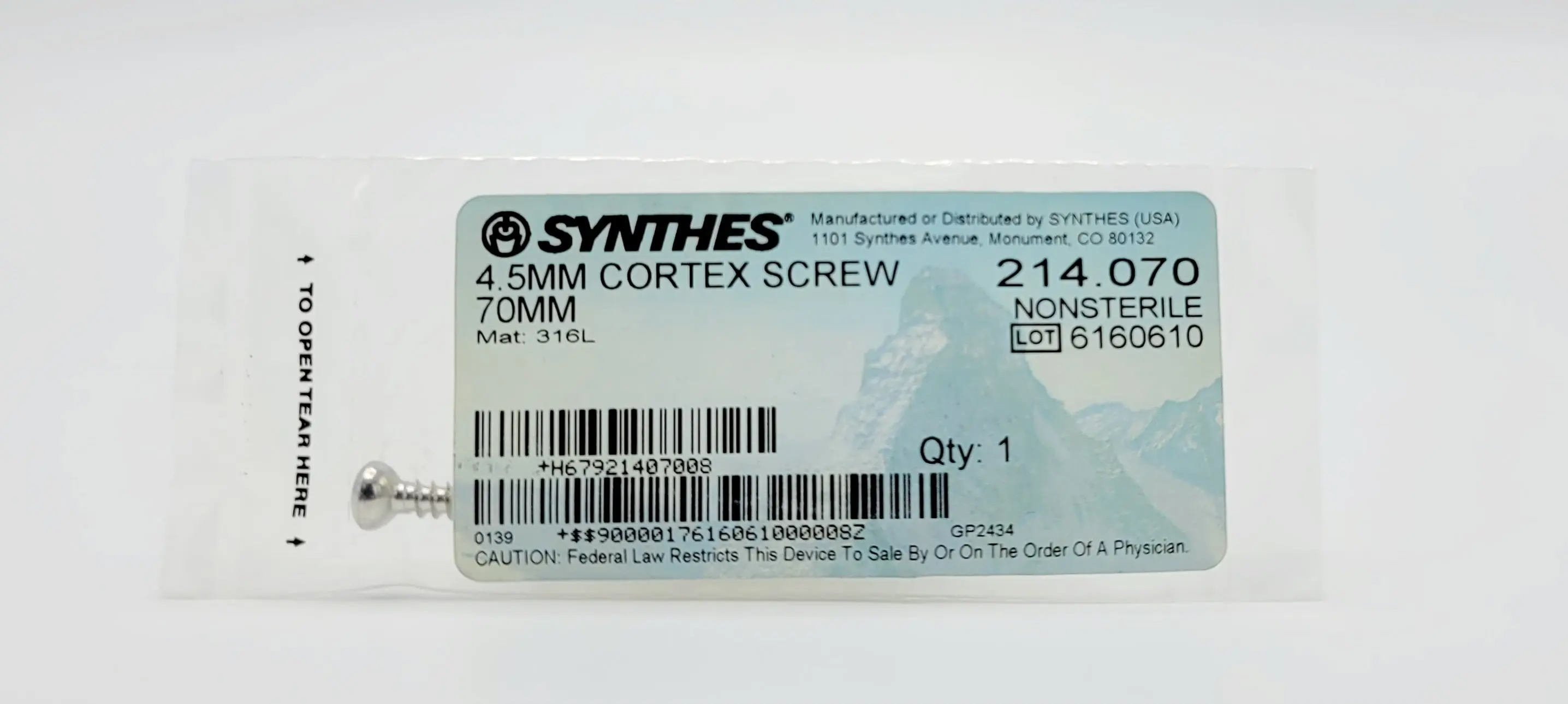 Synthes 214.070 4.5mm Cortex Screw 70mm - Image 2