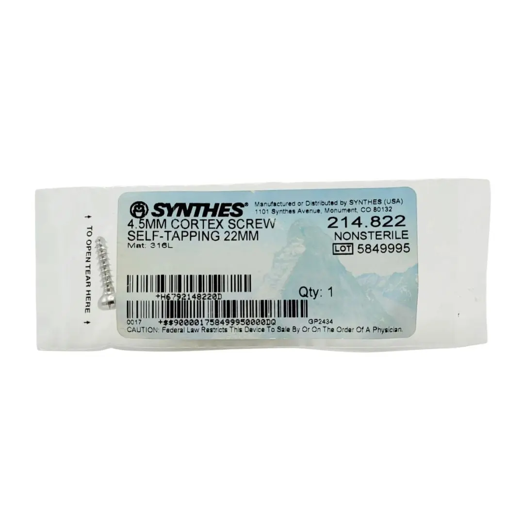 Synthes 214.822 4.5mm Cortex Screw Self-tapping 22mm