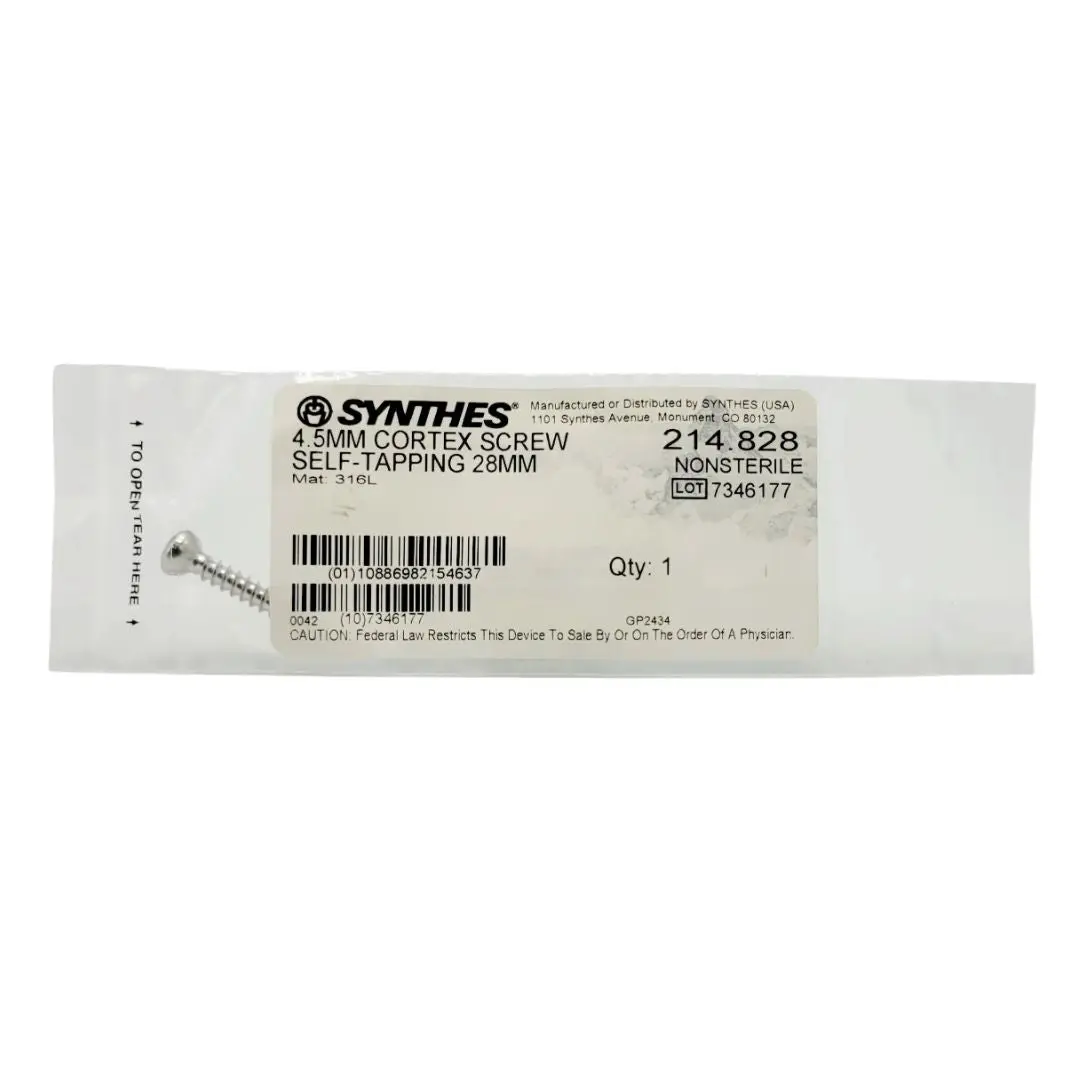 Synthes 214.828 4.5mm Cortex Screw Self-tapping 28mm