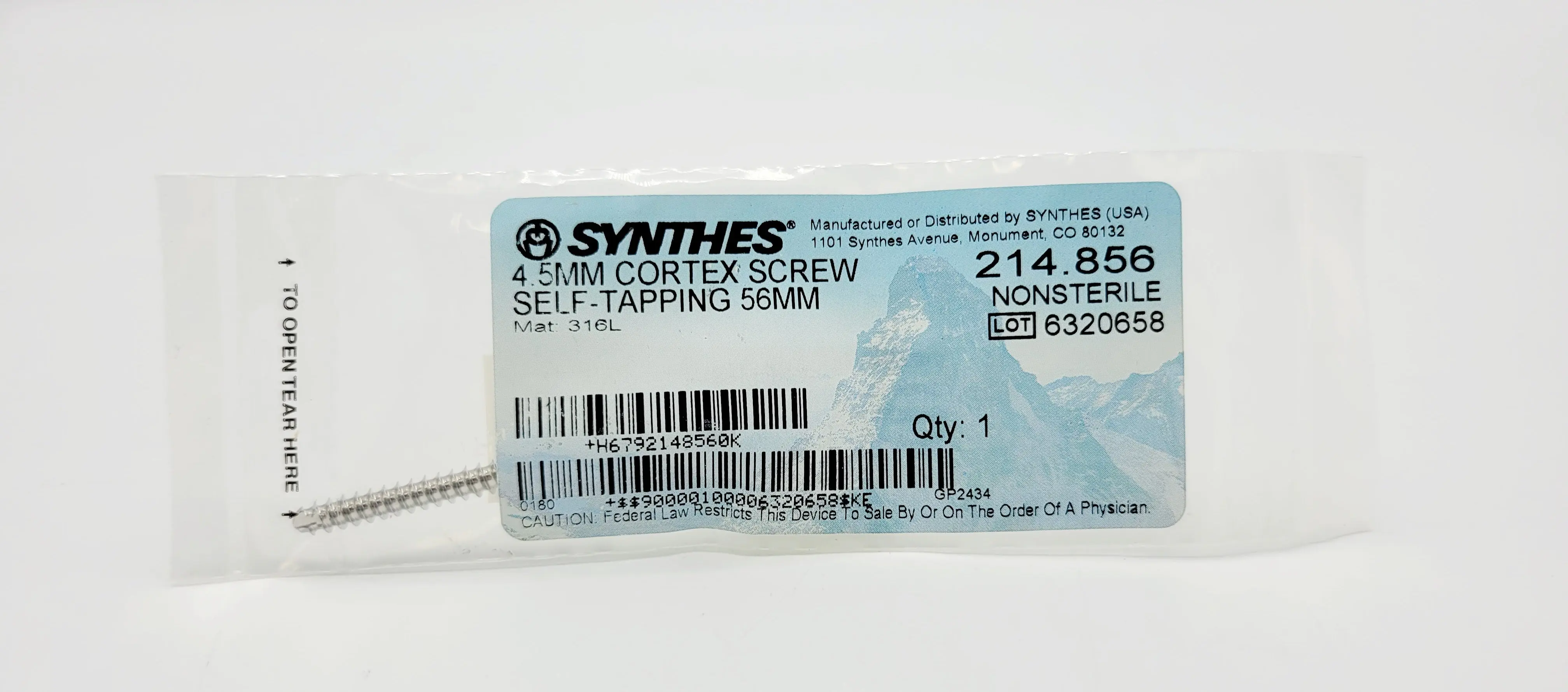 Synthes 214.856 4.5mm Cortex Screw Self-tapping 56mm - Image 2