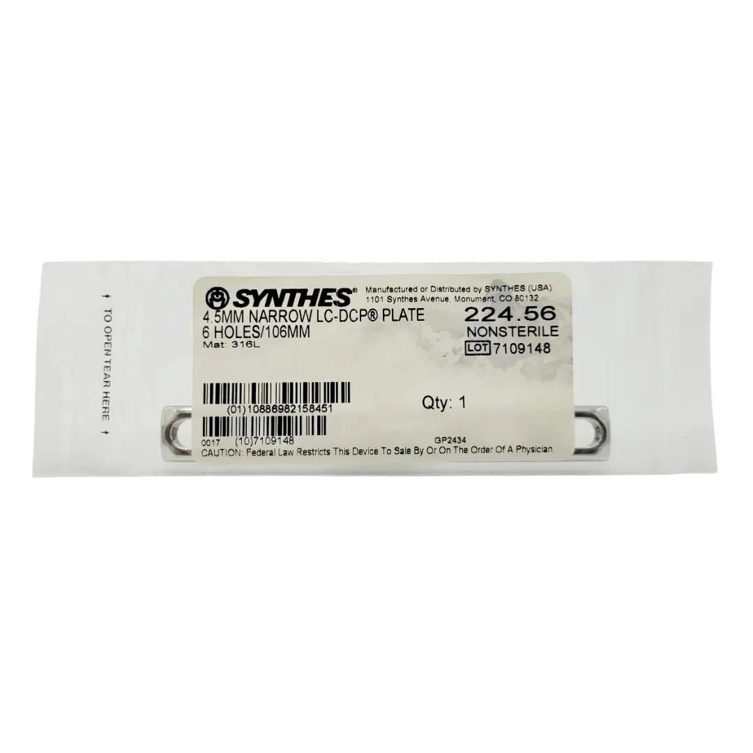 Synthes 224.56 4.5mm Narrow LC-DCP Plate 6 Holes/106mm