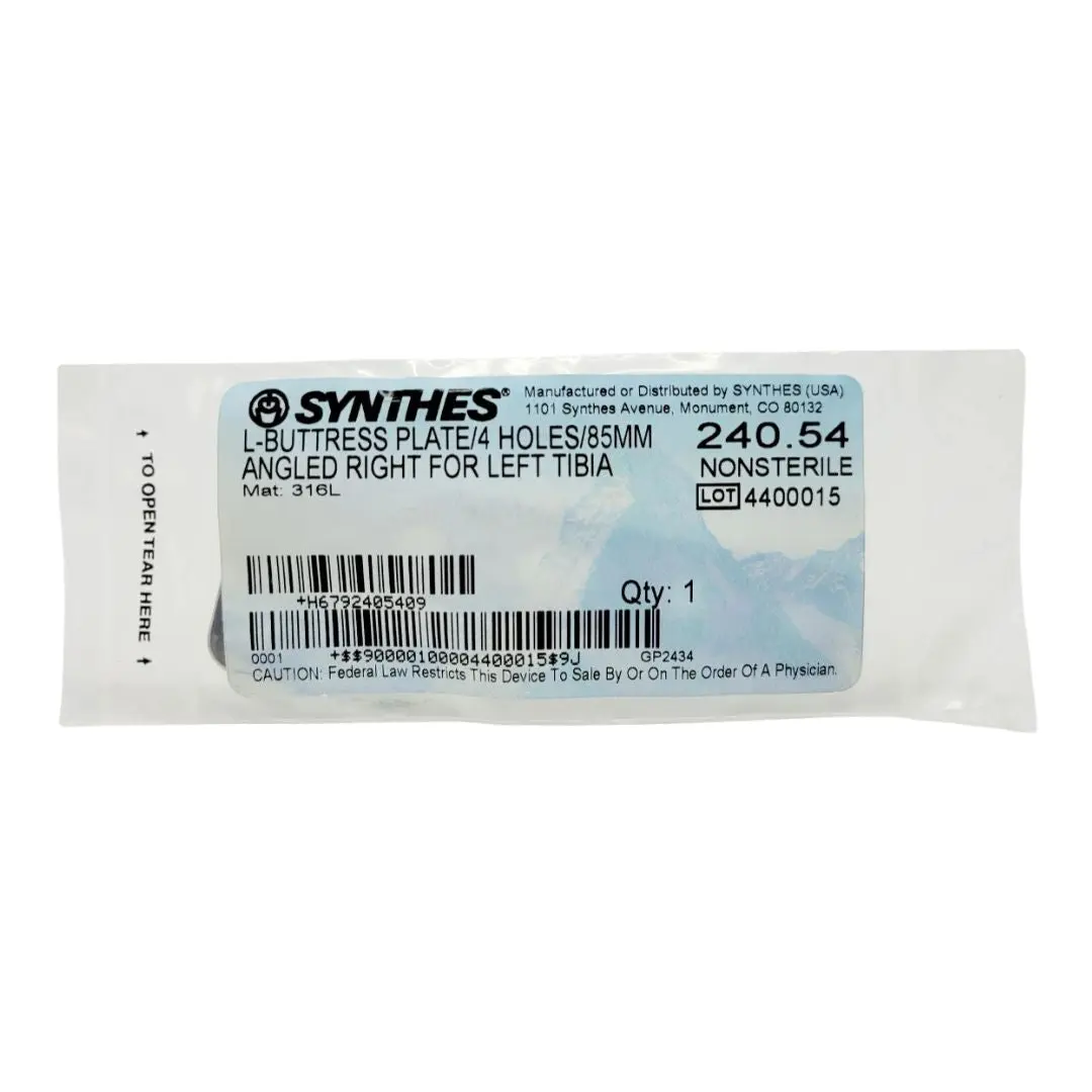 Synthes 240.54 L-Buttress Plate/4 Holes/85mm Angled Right For Left Tibia