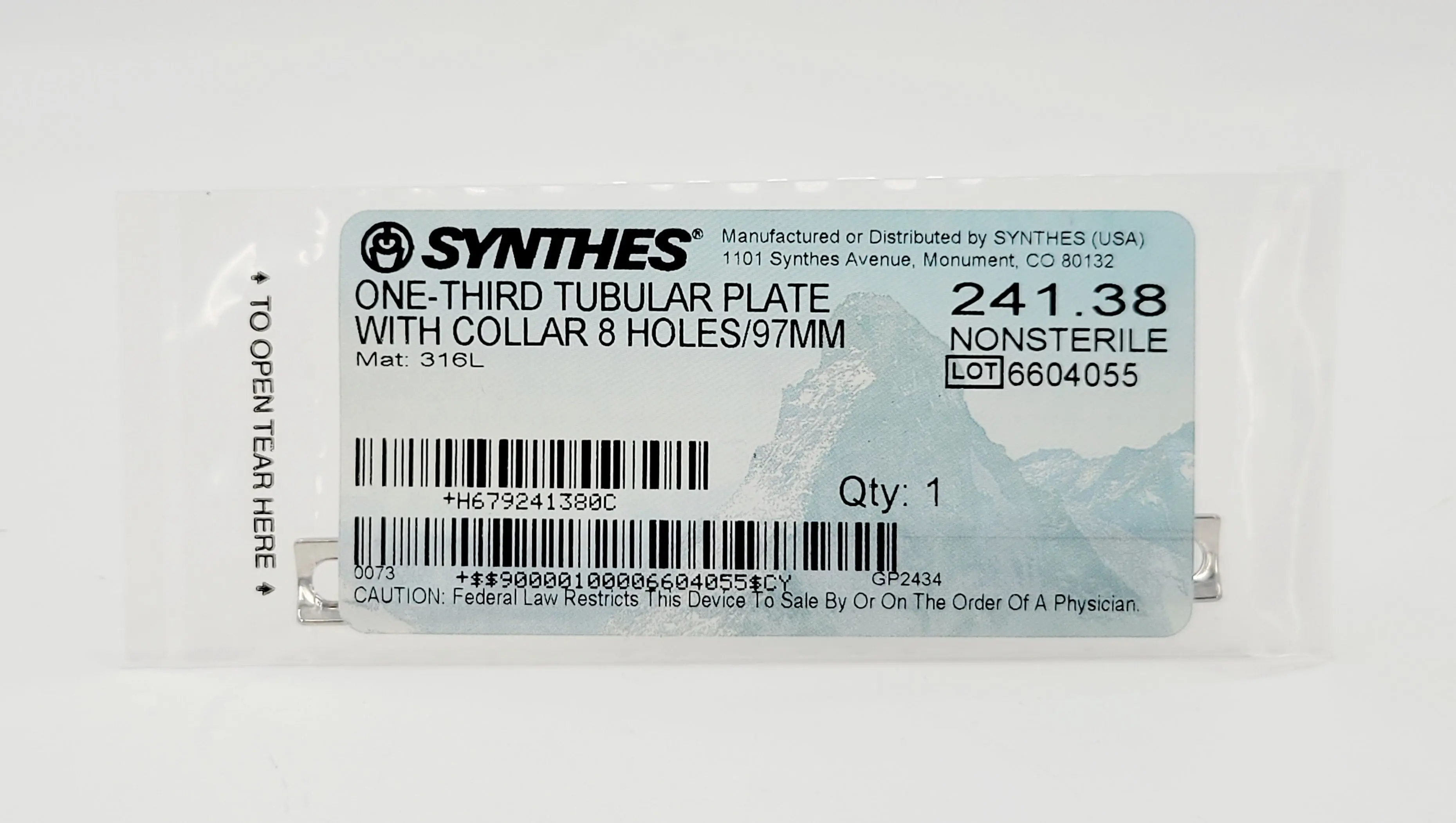 Synthes 241.38 One-Third Tubular Plate w/ Collar 8 Holes/97mm - Image 2