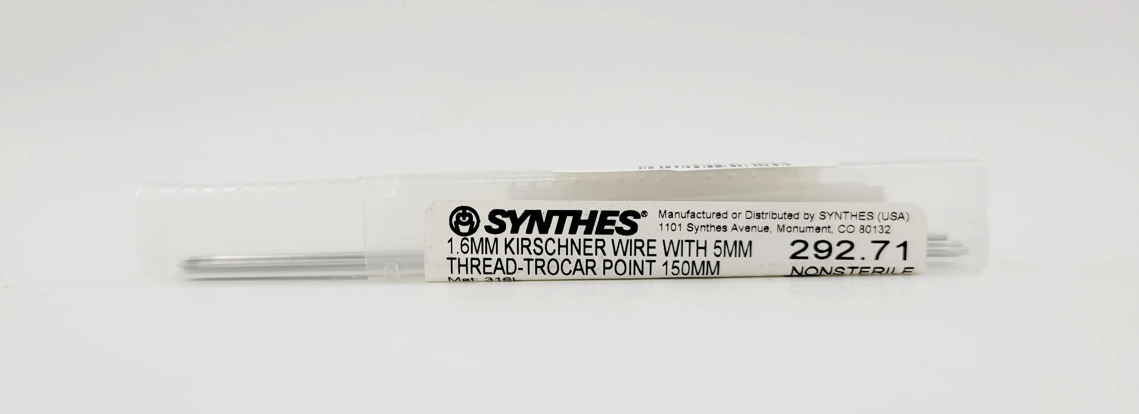 Synthes 292.71 1.6mm Kirschner Wire With 5mm Thread-trocar Point 150mm - Image 2