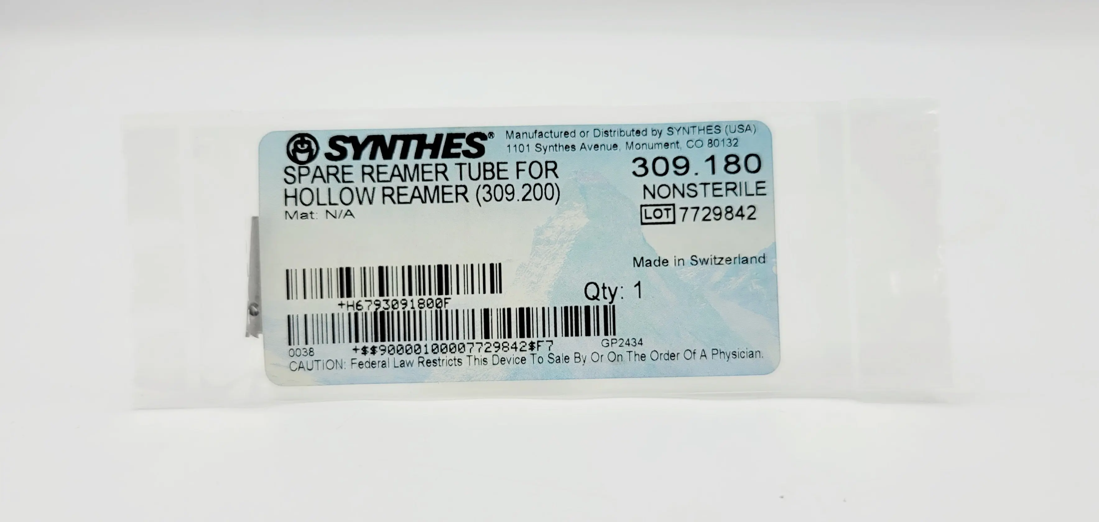 Synthes 309.180 Spare Reamer Tube For Hollow Reamer (309.200) - Image 2