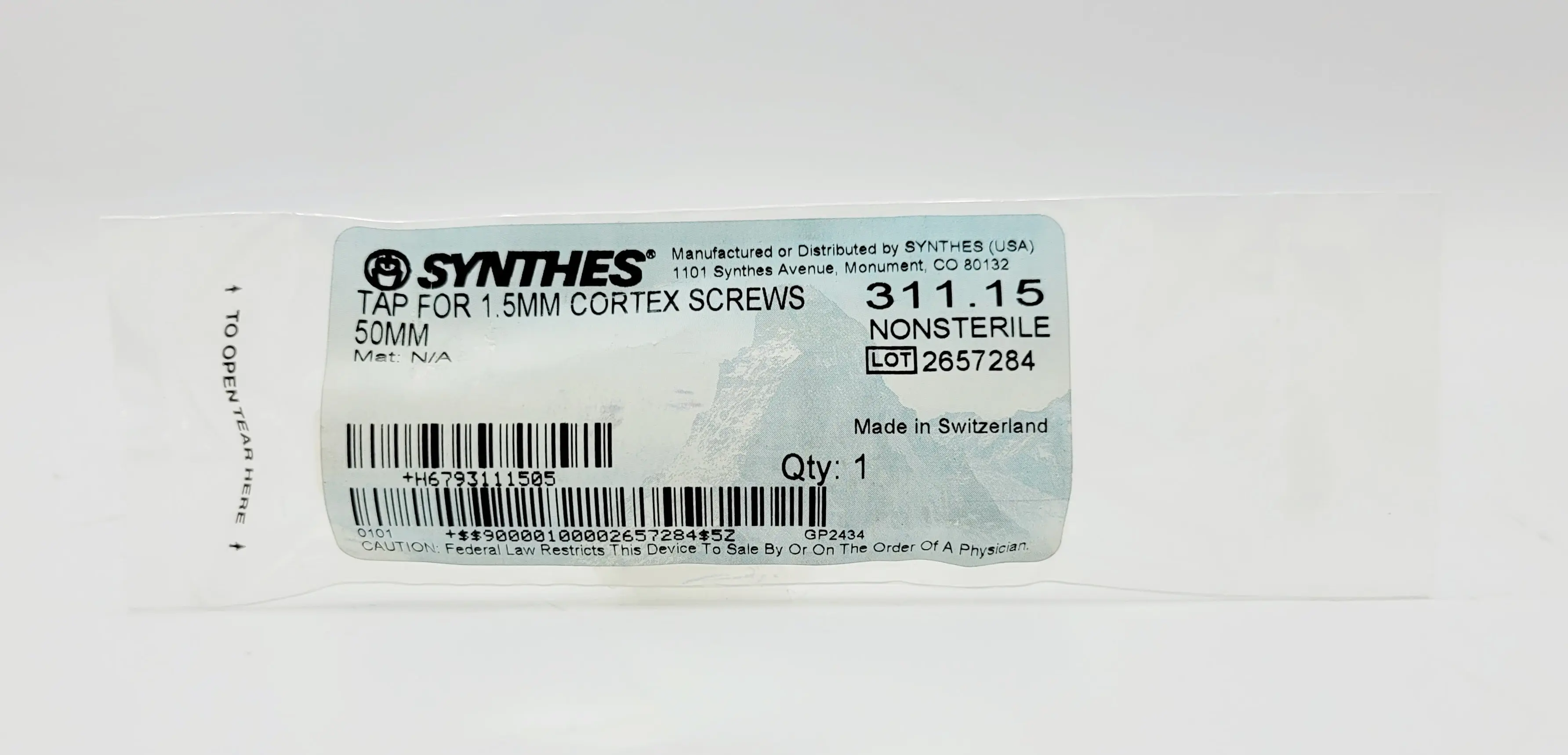 Synthes 311.15 Tap For 1.5mm Cortex Screws 50mm - Image 2