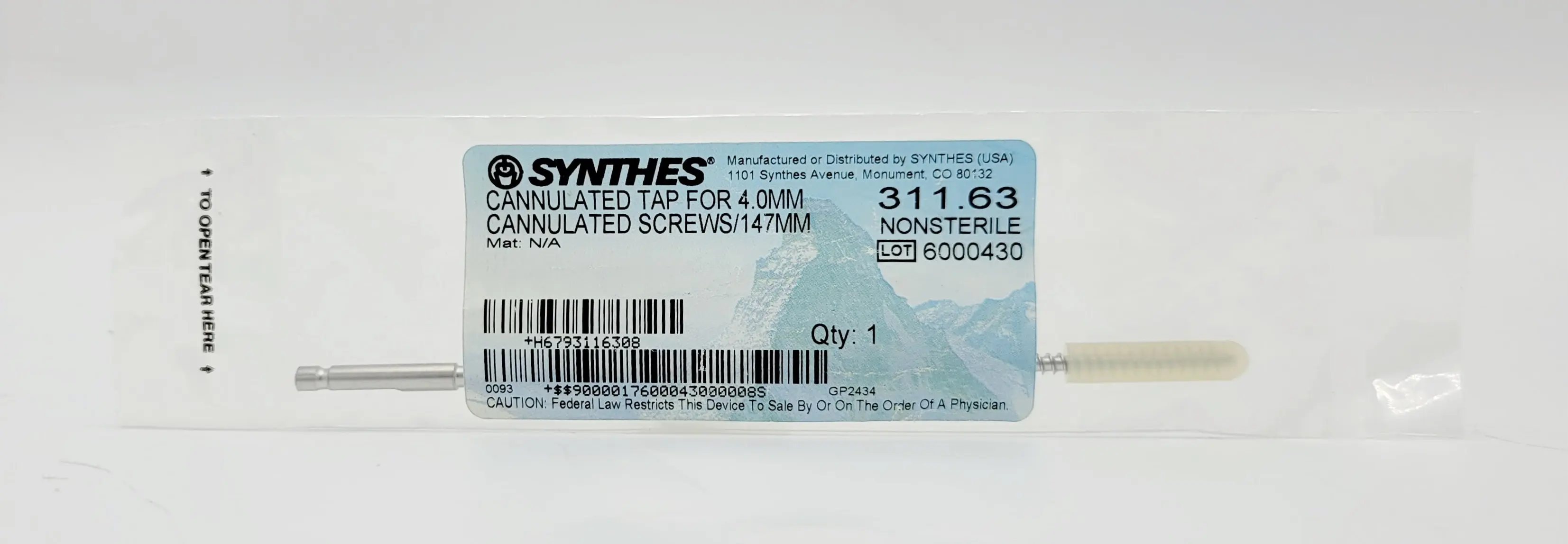 Synthes 311.63 Cannulated Tap For 4.0mm Cannulated Screws/147mm - Image 2
