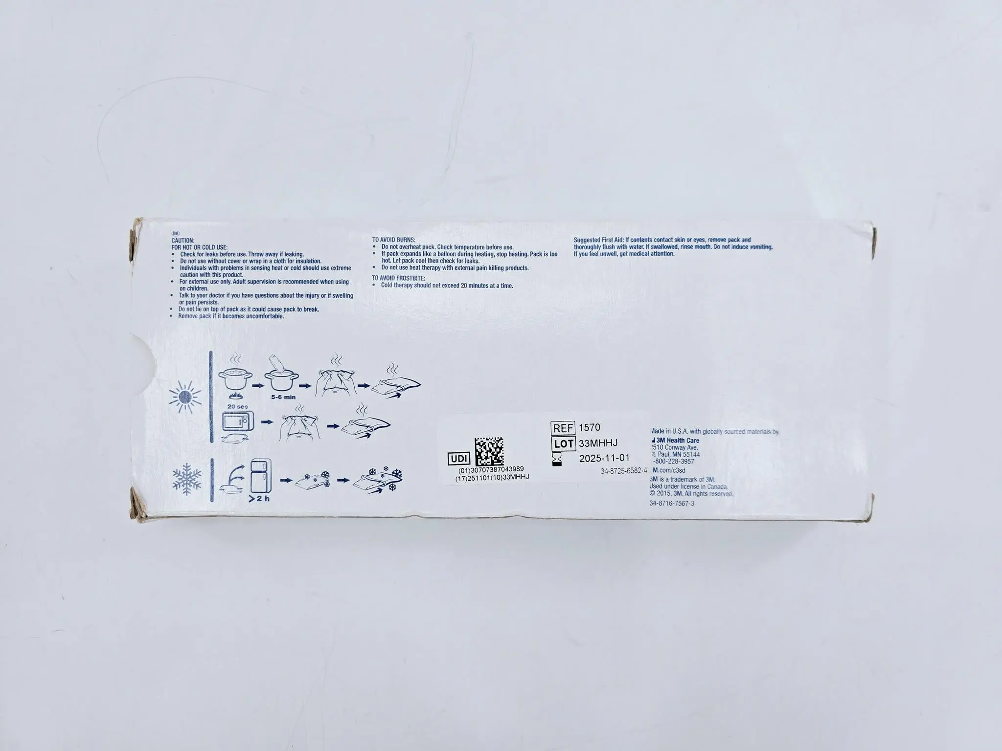 3M 1570 Reusable Cold/Hot Pack 4" x 10" 2 Covers Included - Image 2