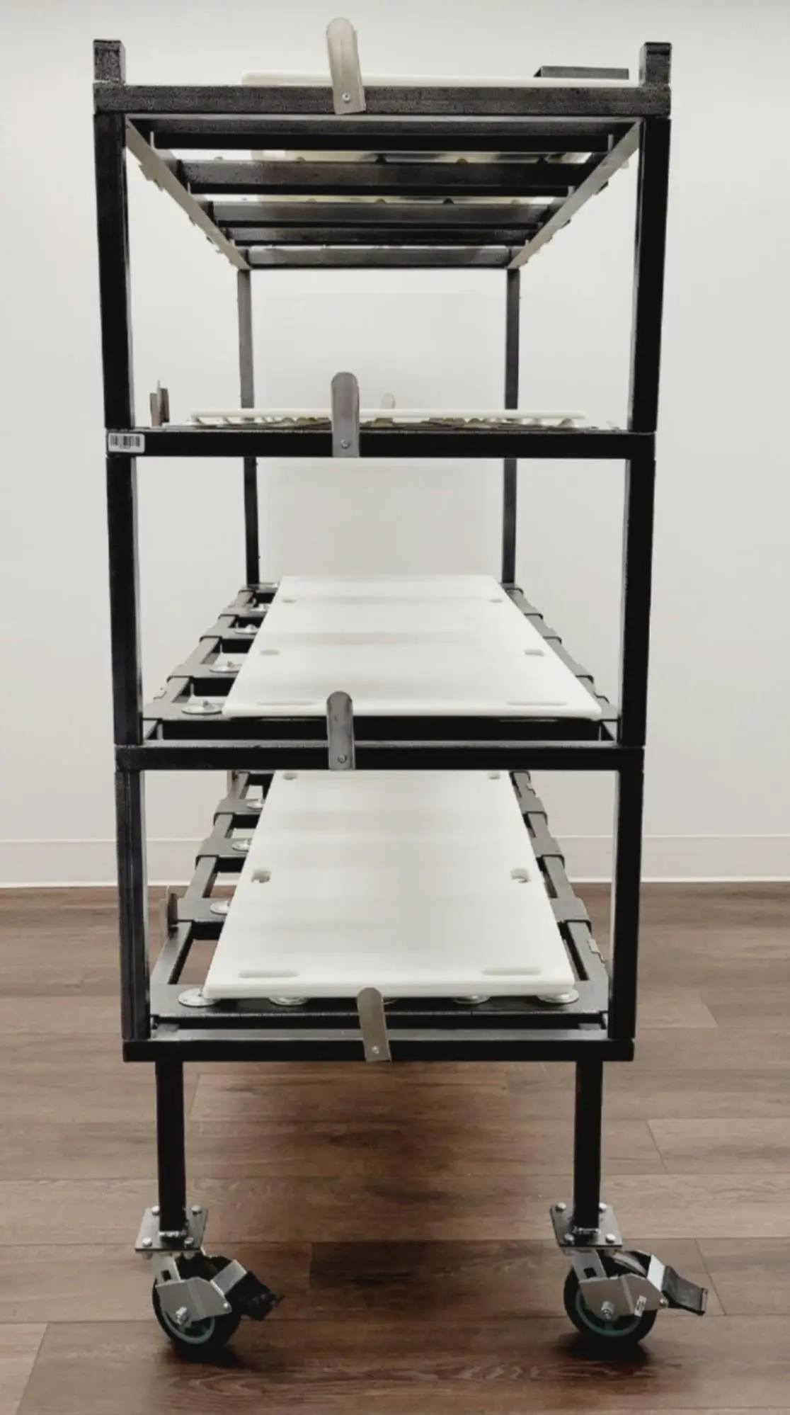 4 Tier 1174-X Multi-Directional Loading Mortuary Roller Rack w/ Transfer Boards - Image 5
