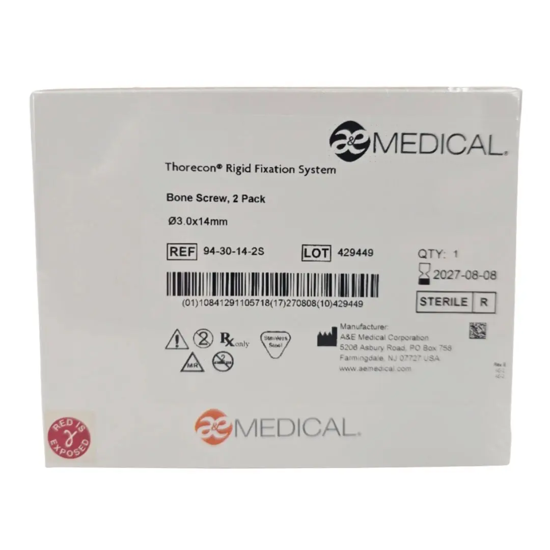 A&E Medical 94-30-14-2S Thorecon Rigid Fixation System Bone Screw, 3.0mm x 14mm BX/2