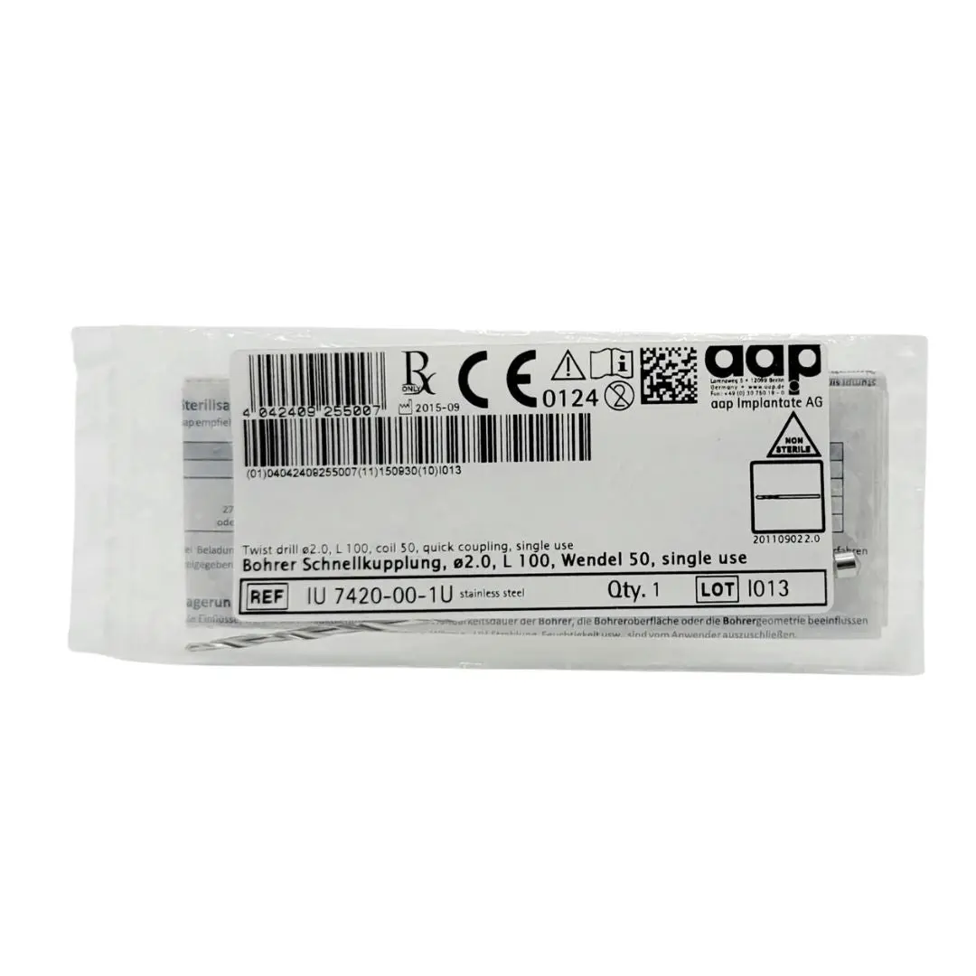 aap Implantate AG IU 7420-00-1U 2.0mm Twist Drill w/ Quick Coupling 4"