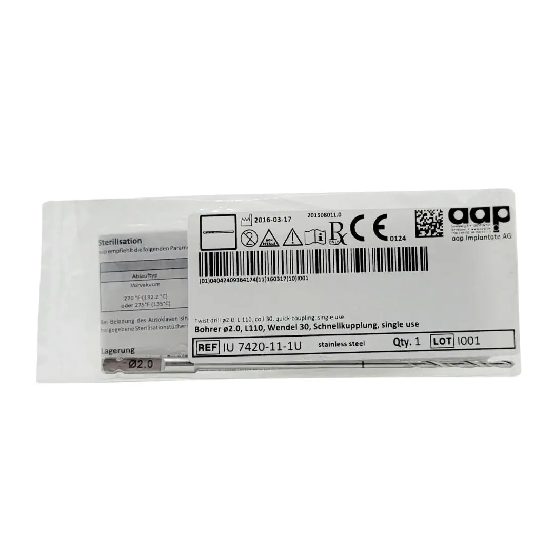 aap Implantate AG IU 7420-11-1U 2.0mm Twist Drill Quick Coupling 110cm