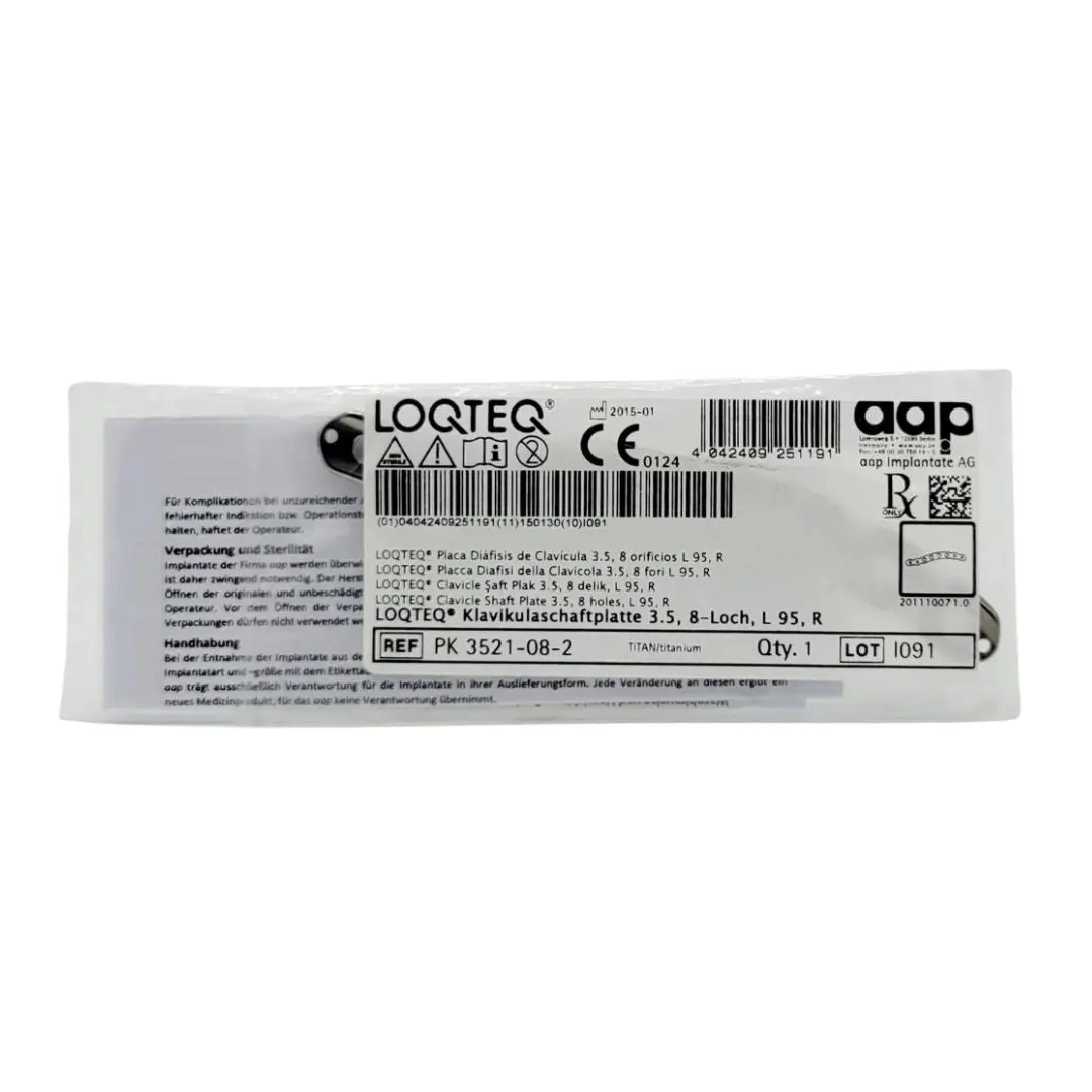 aap Implantate AG PK 3521-08-2 LOQTEQ Clavicle Shaft Plate 3.5, 8 holes, L 101, R