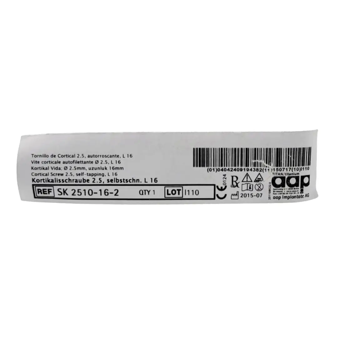aap Implantate AG SK 2510-16-2 Cortical Screw 2.5, self-tapping, L 16