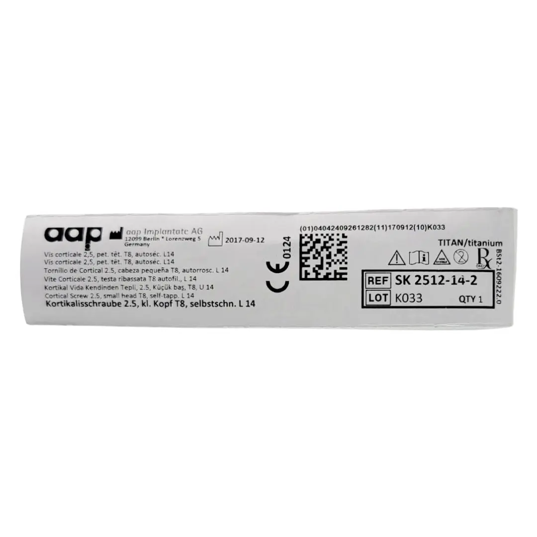 aap Implantate AG SK 2512-14-2 Cortical Screw 2.5, small head T8, self-tapp. L 14