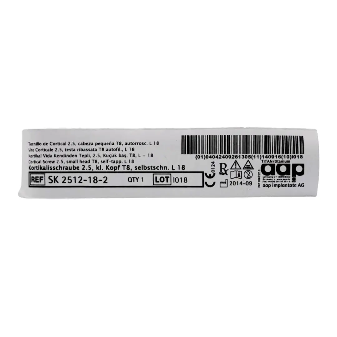 aap Implantate AG SK 2512-18-2 Cortical Screw 2.5, small head T8, self-tapp. L 18