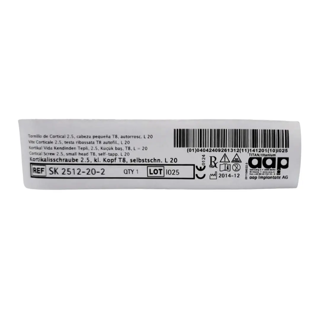 aap Implantate AG SK 2512-20-2 Cortical Screw 2.5, small head T8, self-tapp. L 20