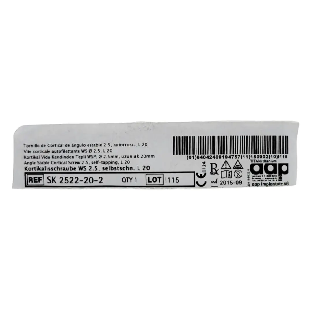 aap Implantate AG SK 2522-20-2 Angle Stable Cortical Screw 2.5, self-tapping, L 20