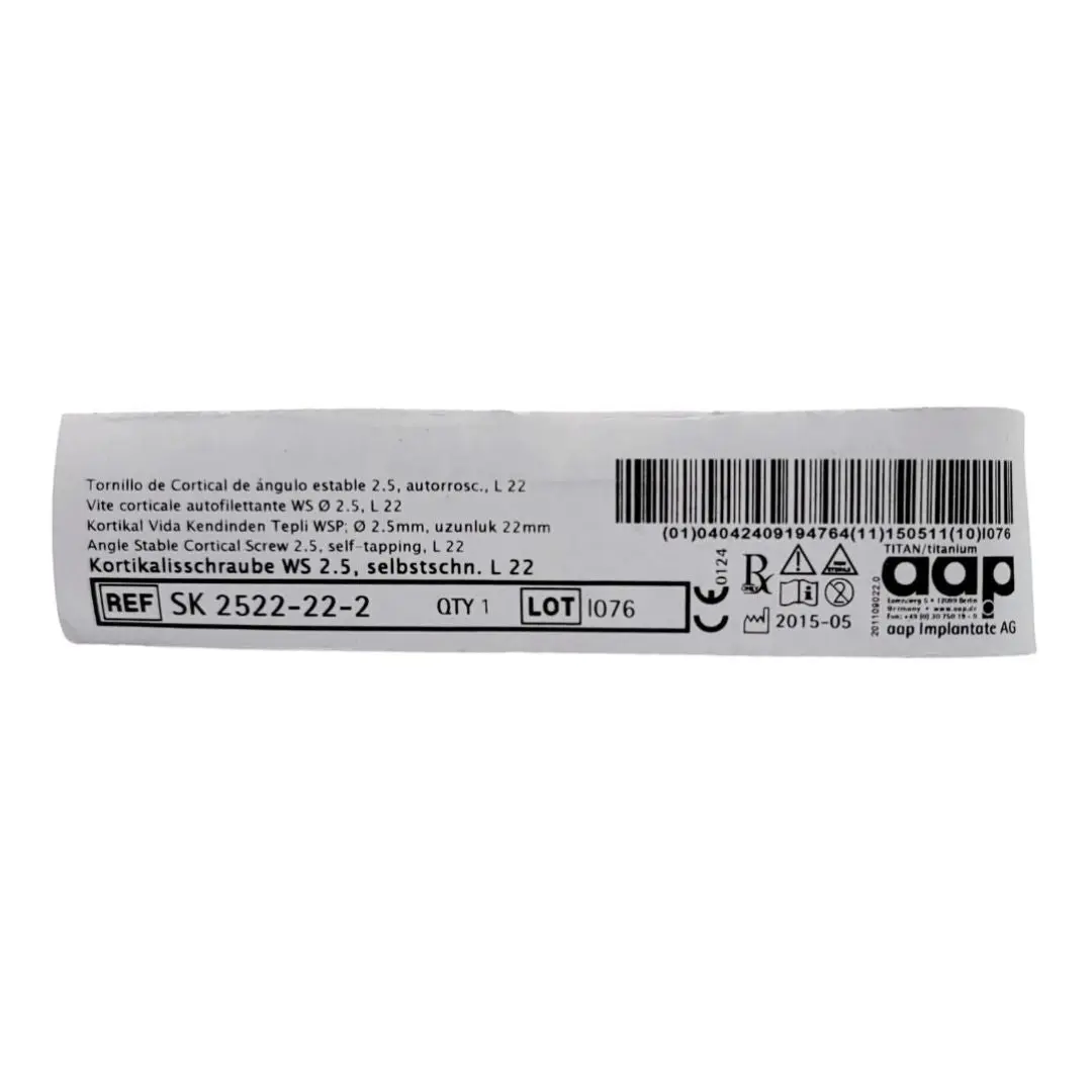 aap Implantate AG SK 2522-22-2 Angle Stable Cortical Screw 2.5, self-tapping, L 22