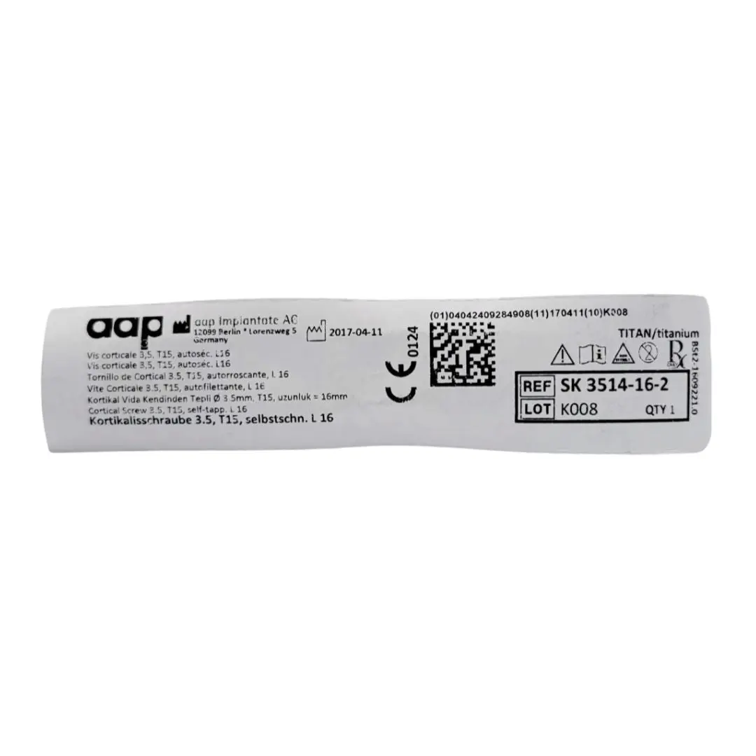aap Implantate AG SK 3514-16-2 Cortical Screw 3.5, T15, self-tapp. L 16