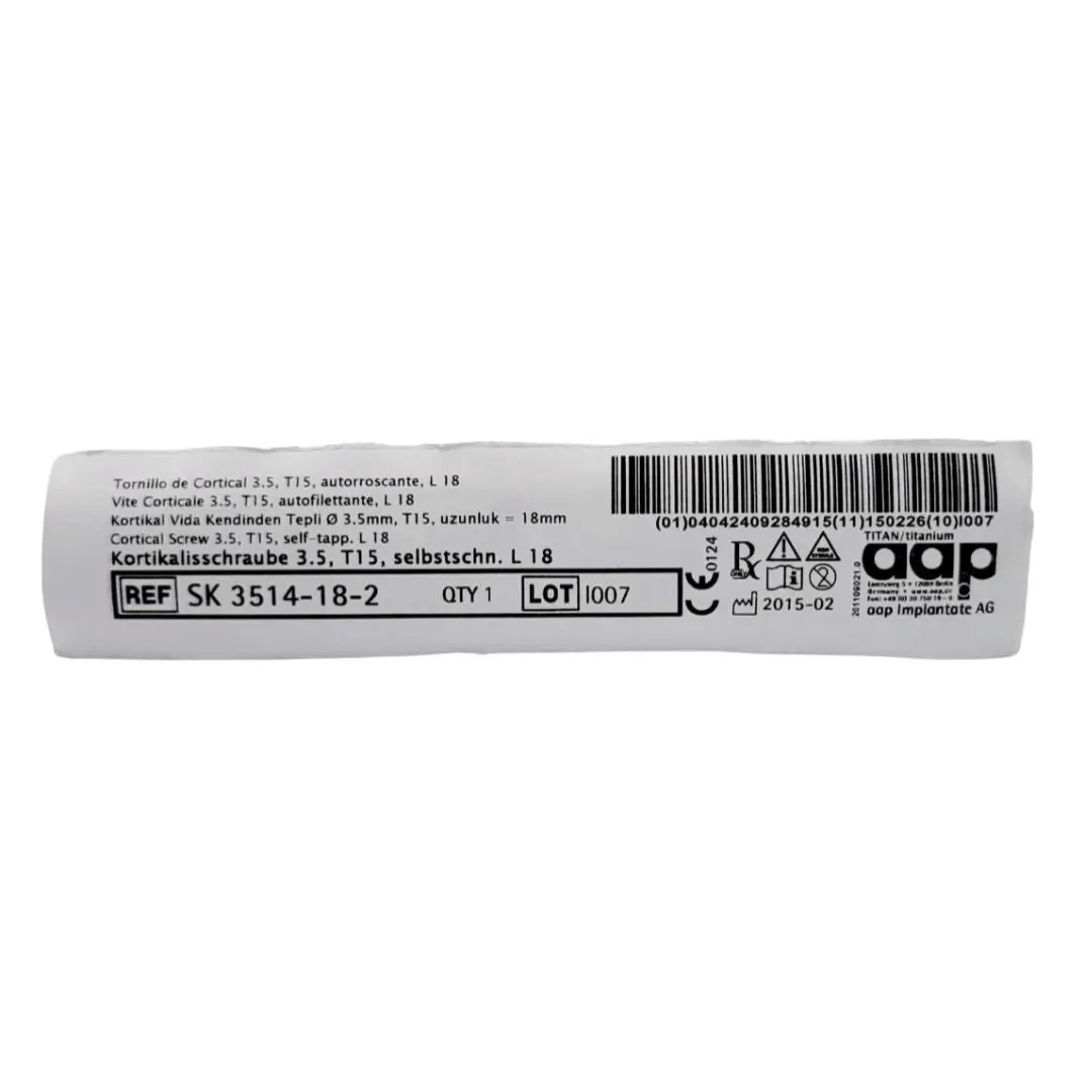 aap Implantate AG SK 3514-18-2 Cortical Screw 3.5, T15, self-tapp. L 18