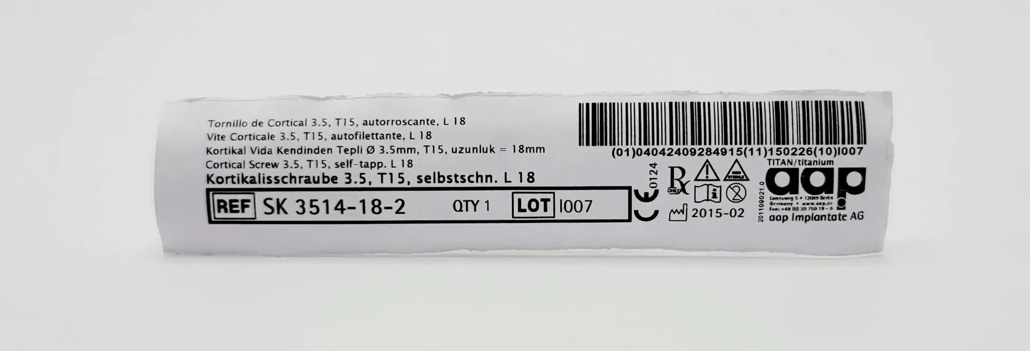 aap Implantate AG SK 3514-18-2 Cortical Screw 3.5, T15, self-tapp. L 18 - Image 2