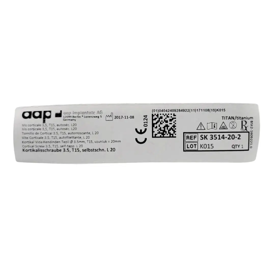 aap Implantate AG SK 3514-20-2 Cortical Screw 3.5, T15, self-tapp. L 20