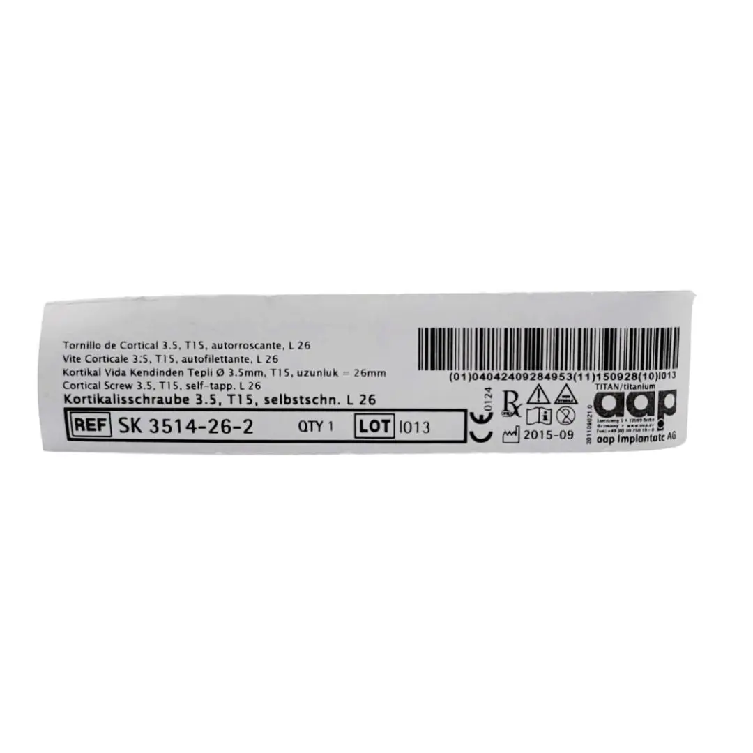 aap Implantate AG SK 3514-26-2 Cortical Screw 3.5, T15, self-tapp. L 26