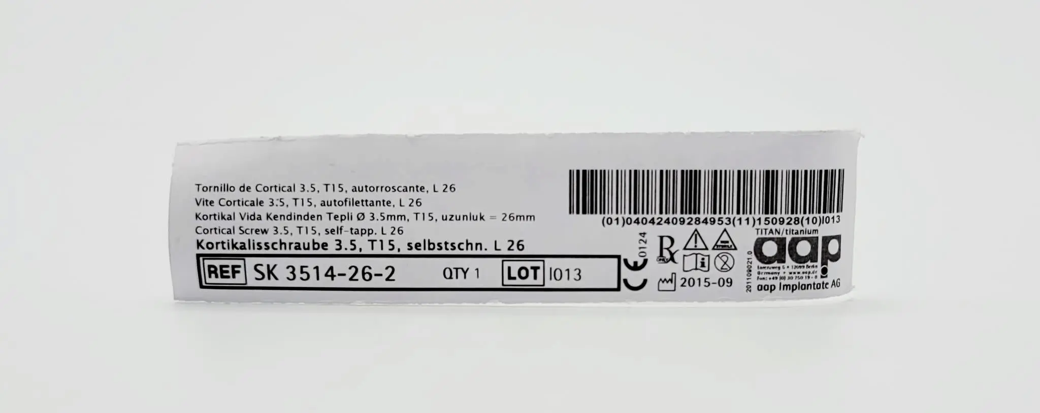 aap Implantate AG SK 3514-26-2 Cortical Screw 3.5, T15, self-tapp. L 26 - Image 2