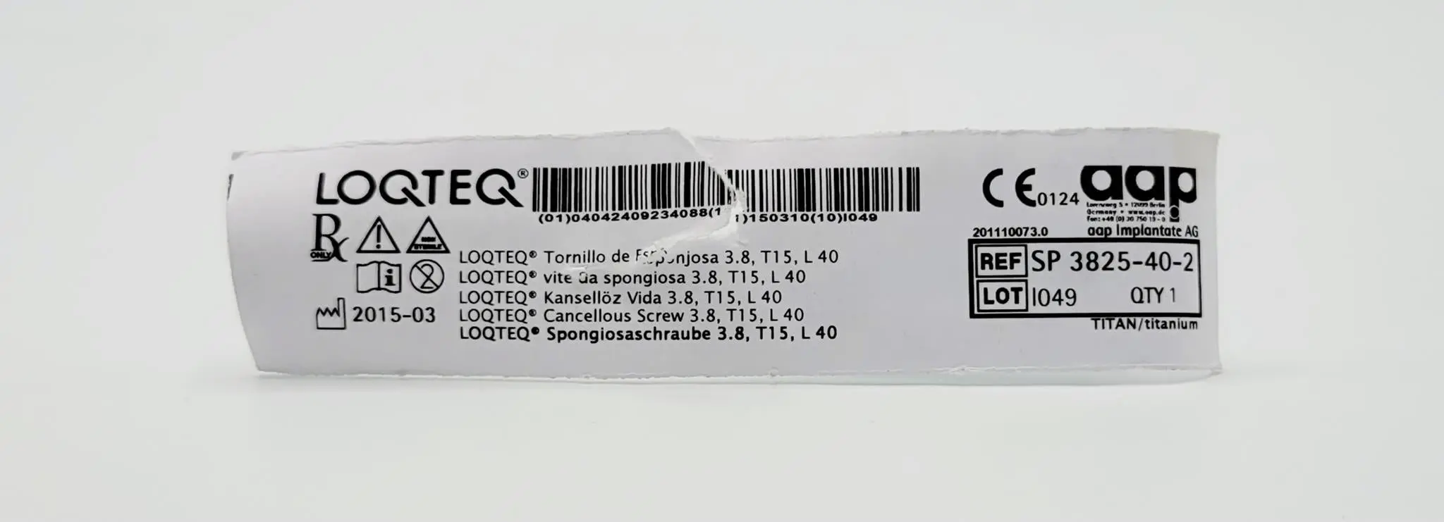 aap Implantate AG SP 3825-40-2 LOQTEQ Cancellous Screw 3.8, T15, L 40 - Image 2