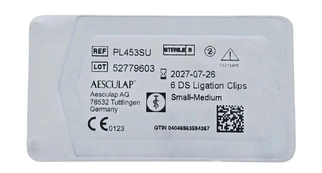 Aesculap PL453SU DS Single Fire Ligation Clips Small Medium 6 count NEW
