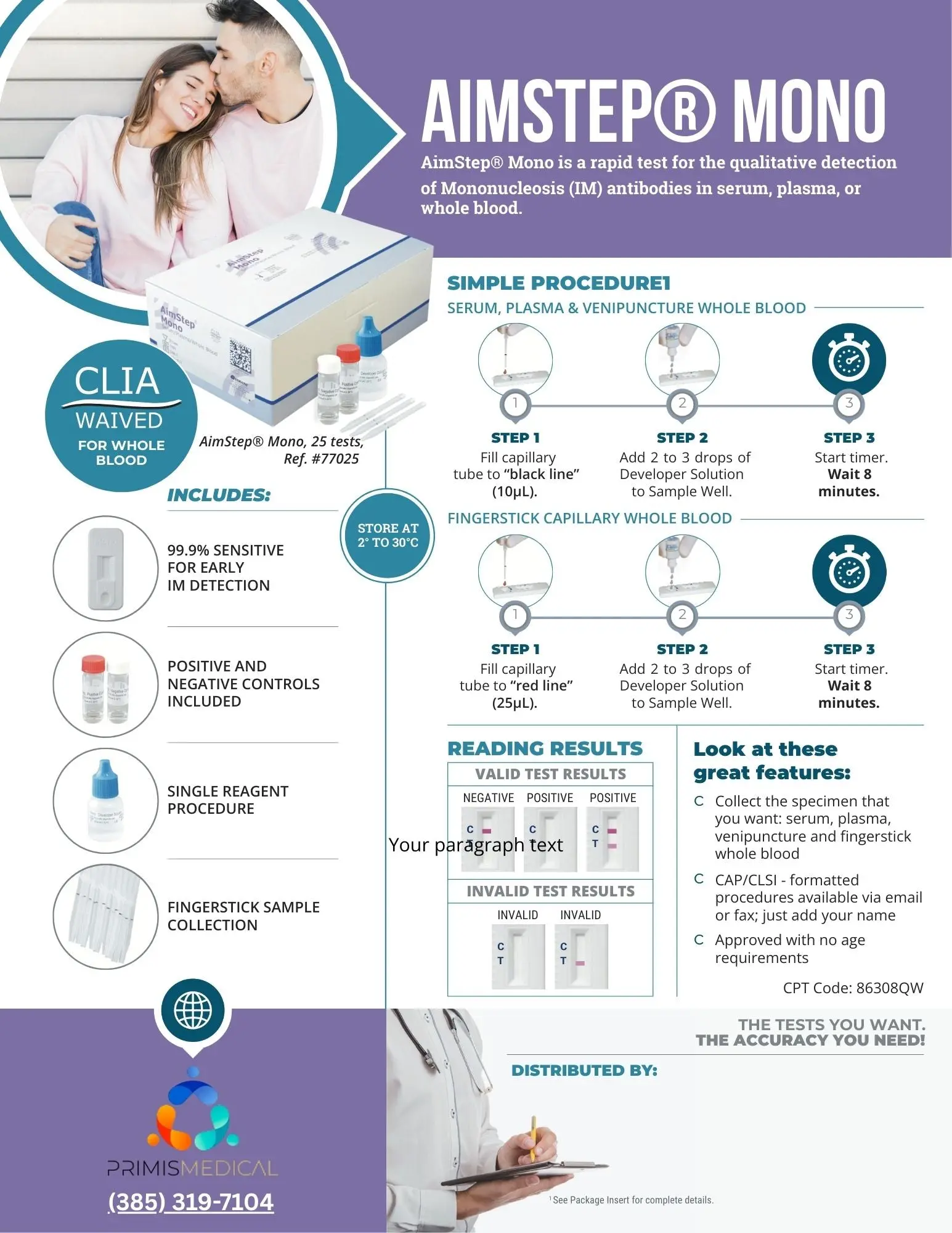 AimStep MONO Mononucleosis Rapid Cassette Test 25/box - Image 2