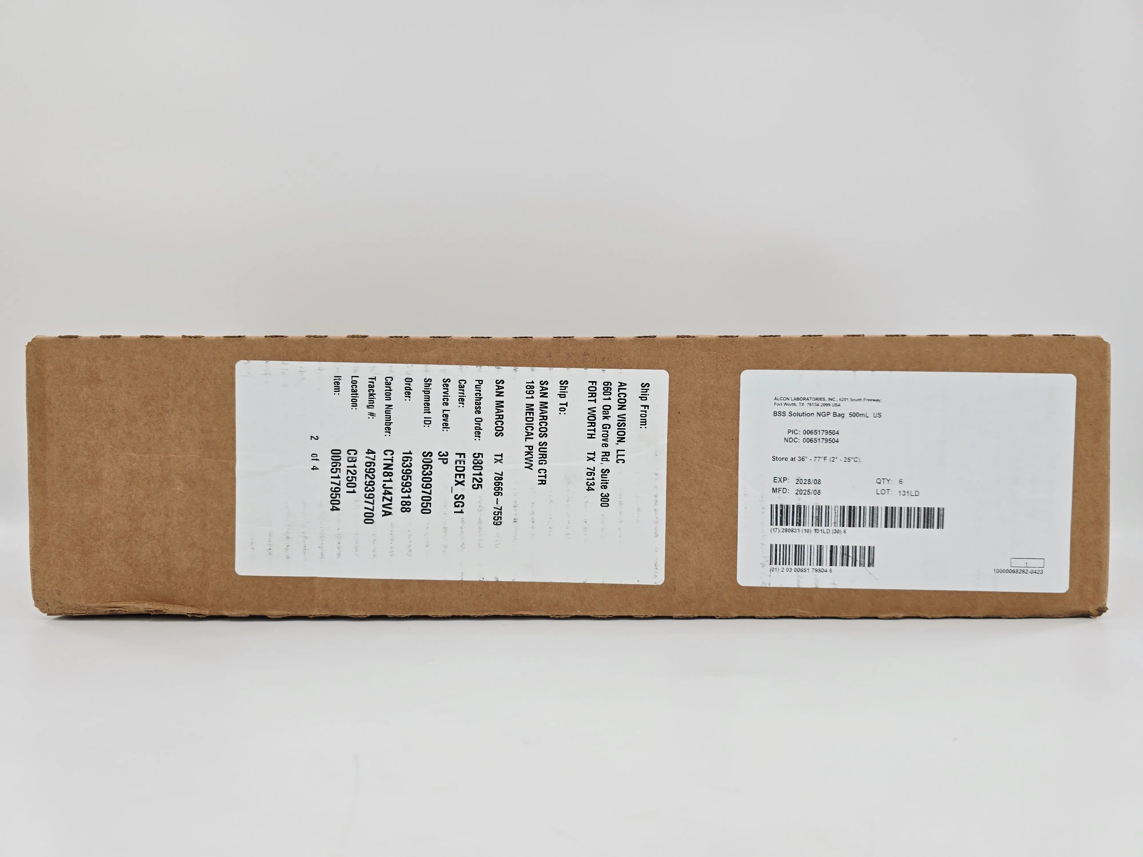 Alcon 0065179504 BSS Irrigation Solution Bag 500mL CS/6 - Image 2