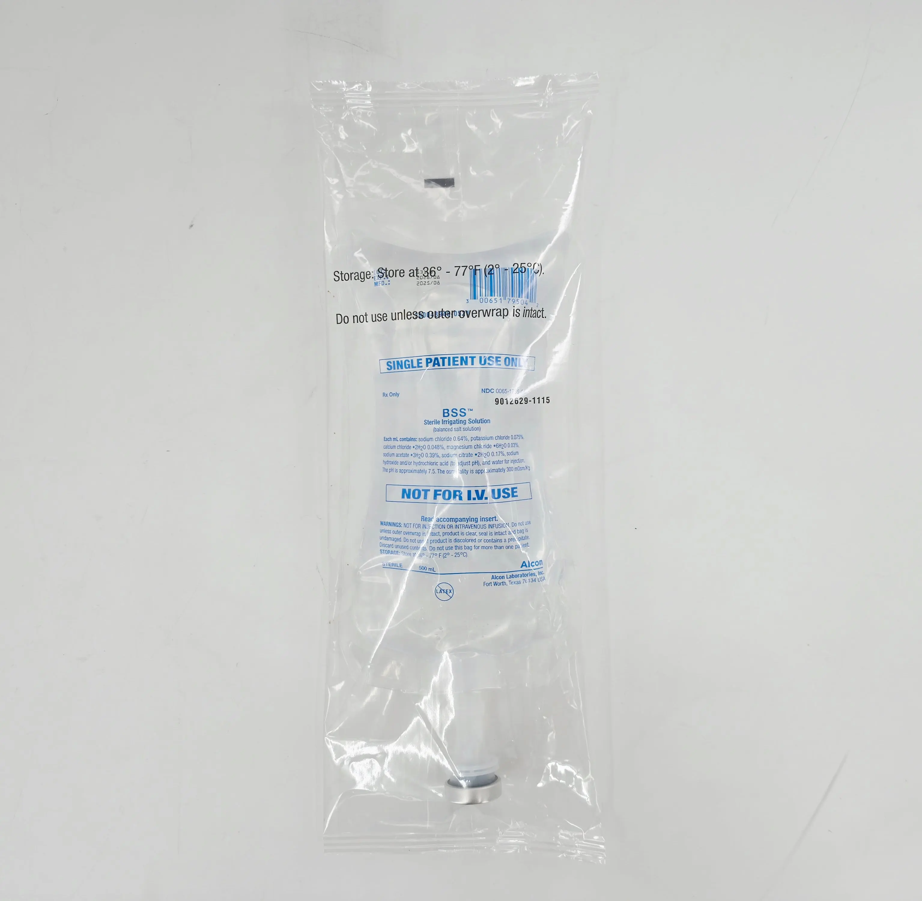 Alcon 0065179504 BSS Irrigation Solution Bag 500mL CS/6 - Image 3