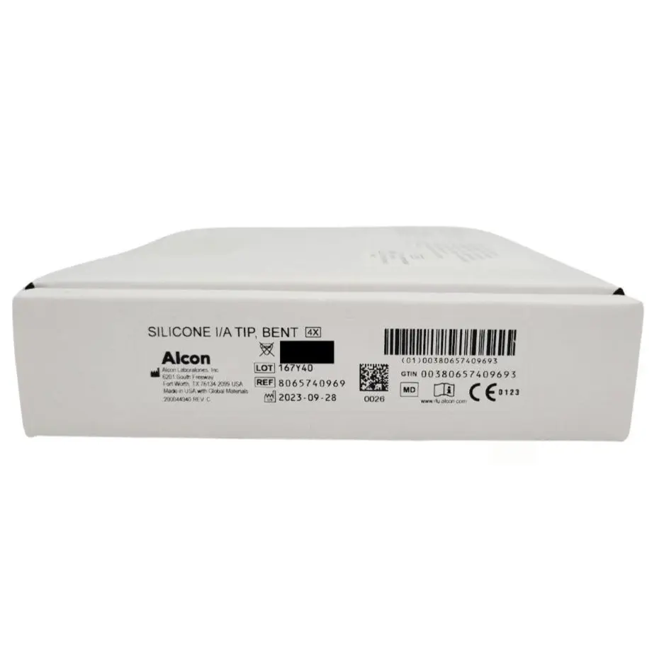 Alcon 8065740969 Phacoemulsification System Handpiece Tip Silicone I/A Tip Bent Box of 4