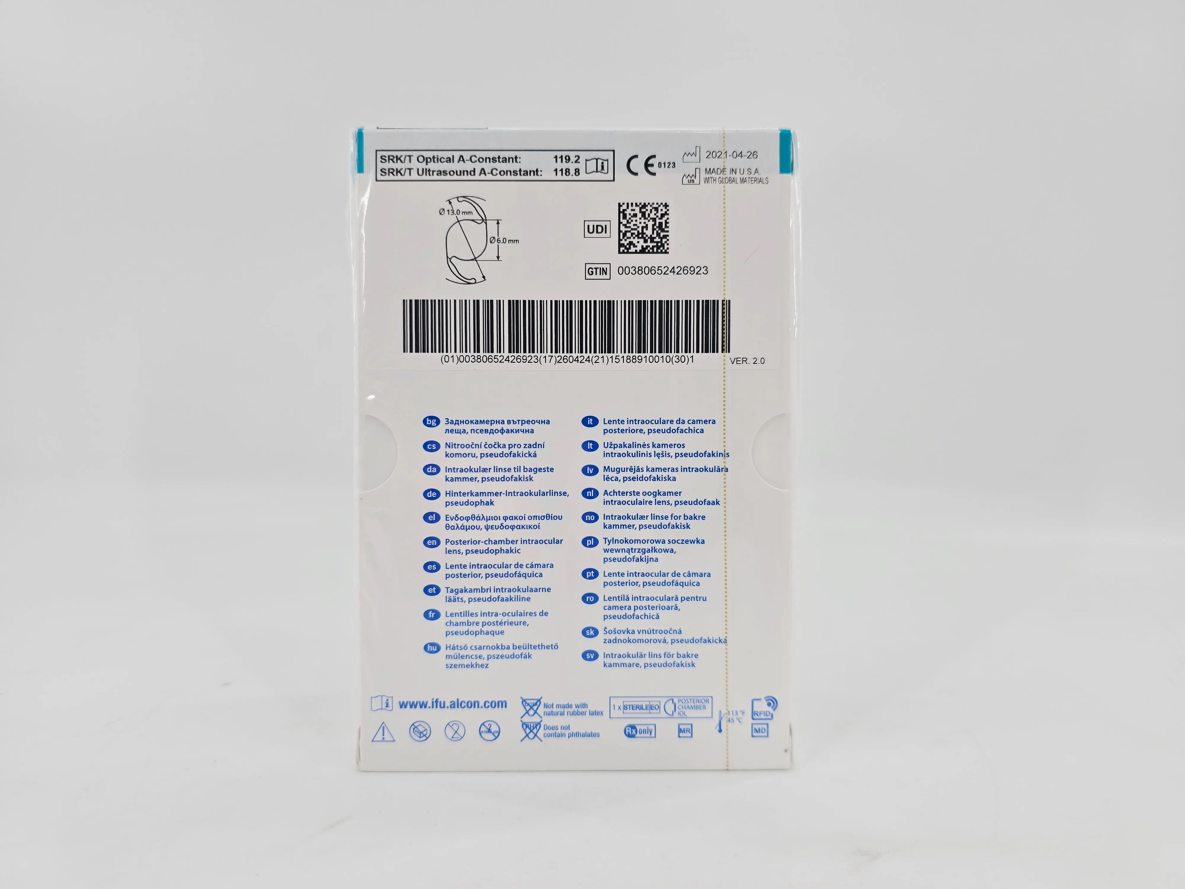 Alcon DAT315.115 AcrySof IQ Vivity Toric UV Absorbing Extended Vision IOL +11.5 D Size D 1/EA - Image 3