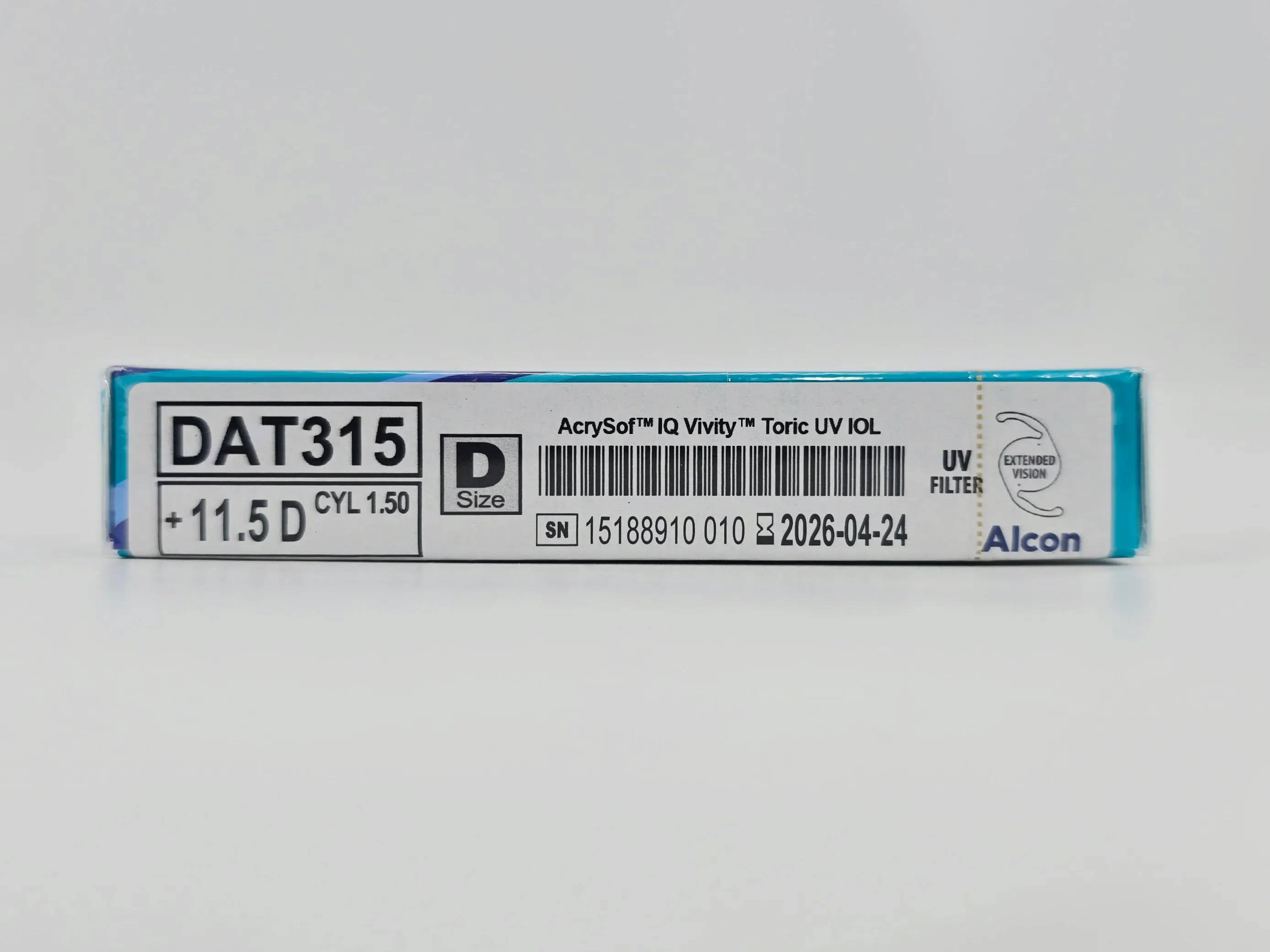 Alcon DAT315.115 AcrySof IQ Vivity Toric UV Absorbing Extended Vision IOL +11.5 D Size D 1/EA - Image 4