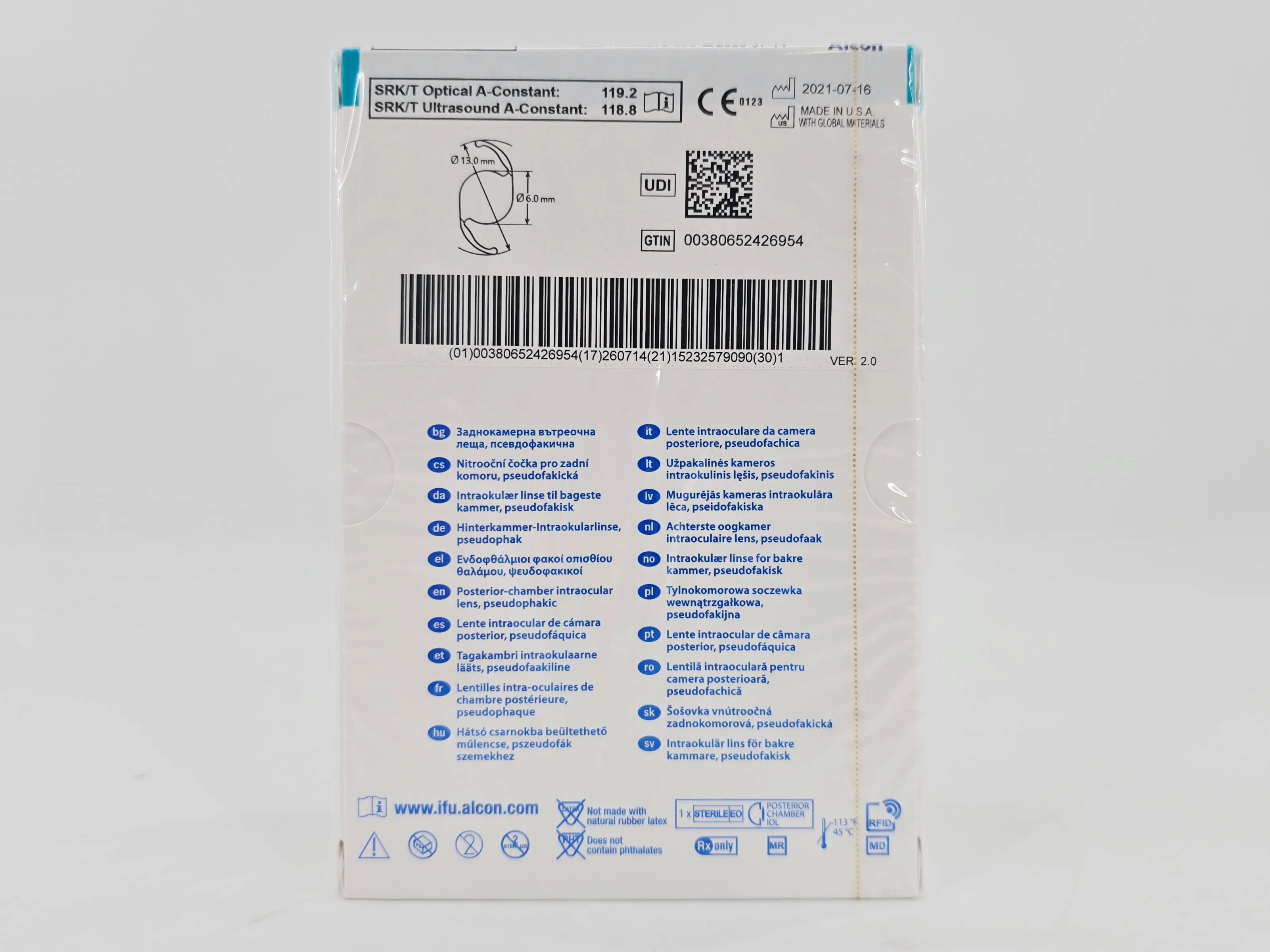 Alcon DAT315.130 AcrySof IQ Vivity Toric UV Absorbing Extended Vision IOL +13.0 D Size D 1/EA - Image 3