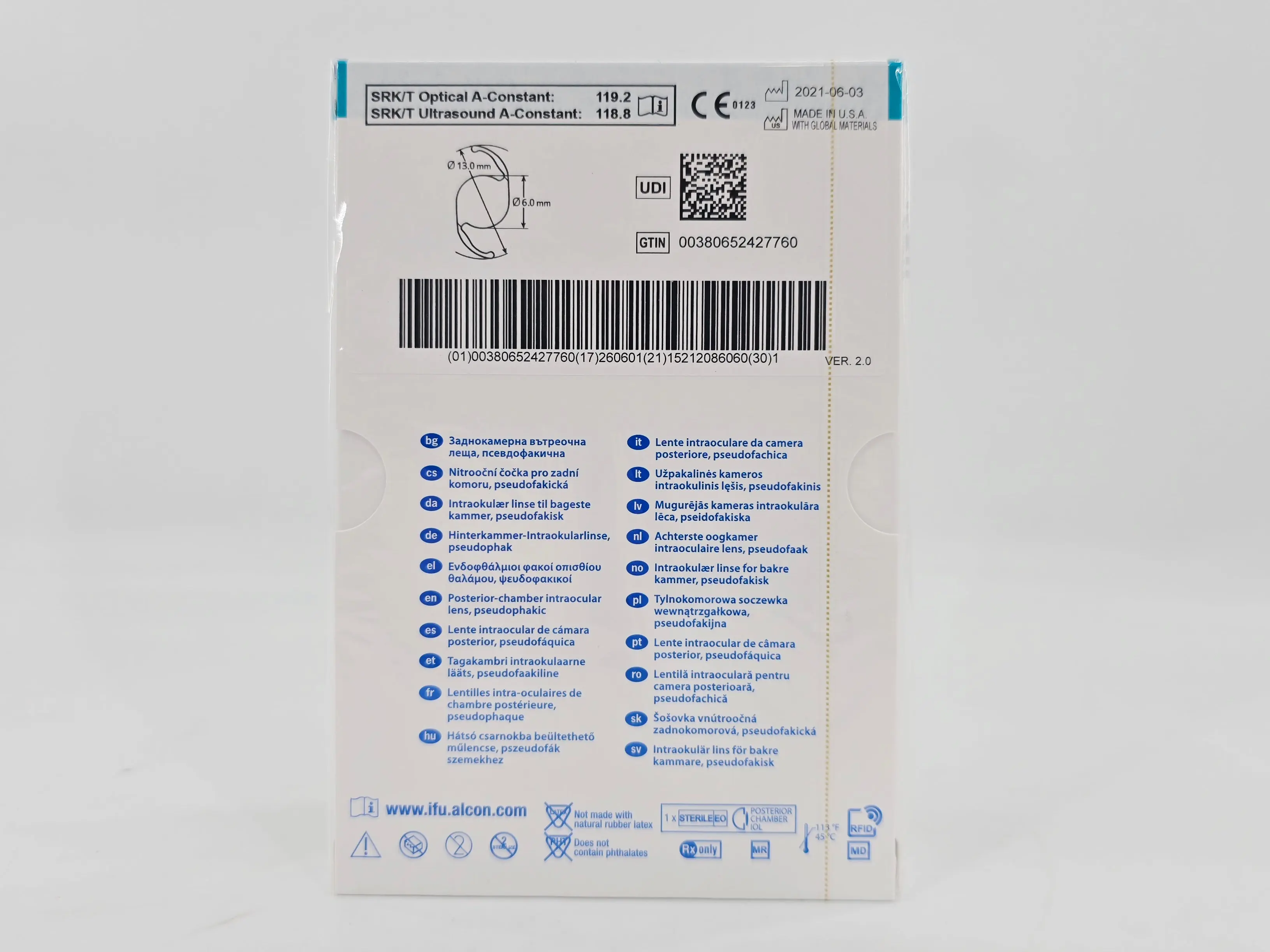 Alcon DAT415.125 AcrySof IQ Vivity Toric UV Absorbing Extended Vision IOL +12.5 D Size D 1/EA - Image 3