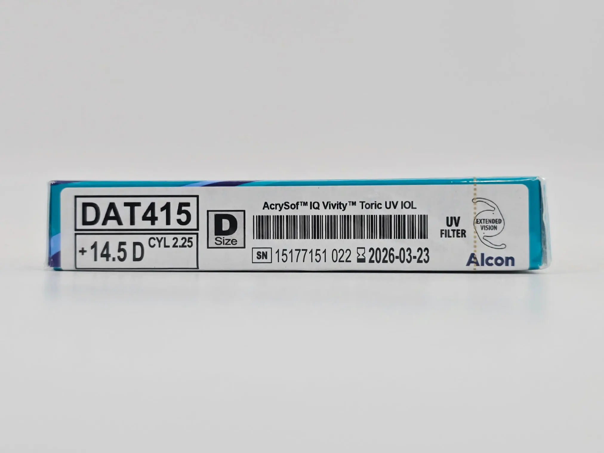 Alcon DAT415.145 AcrySof IQ Vivity Toric UV Absorbing Extended Vision IOL +14.5 D Size D 1/EA - Image 4