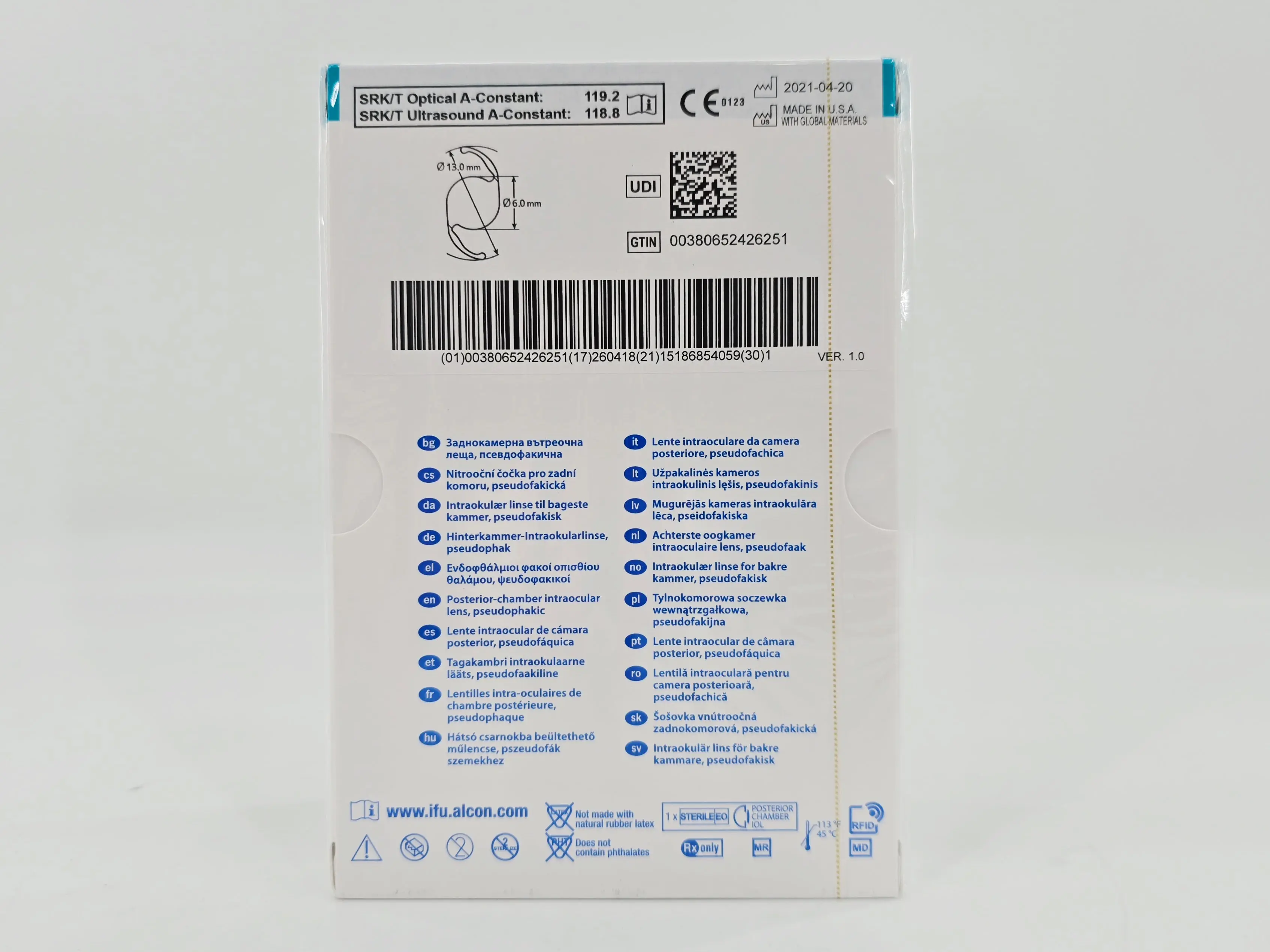 Alcon DAT615.190 AcrySof IQ Vivity Toric UV Absorbing Extended Vision IOL +19.0 D Size D 1/EA - Image 3