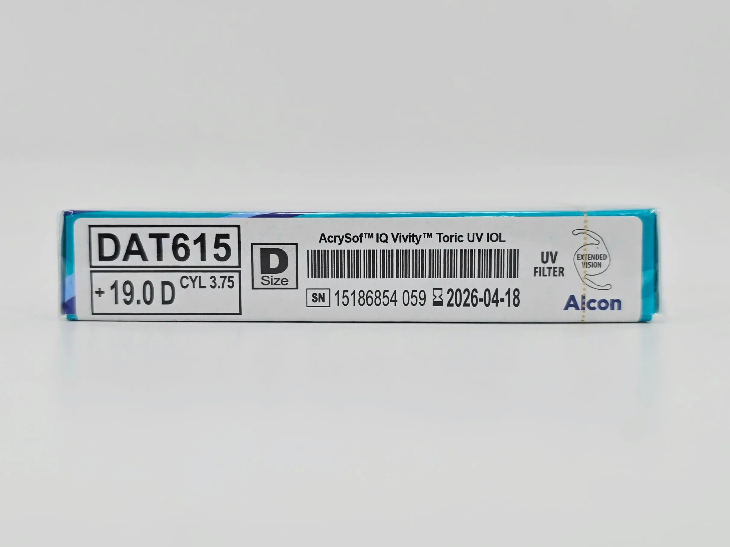 Alcon DAT615.190 AcrySof IQ Vivity Toric UV Absorbing Extended Vision IOL +19.0 D Size D 1/EA - Image 4