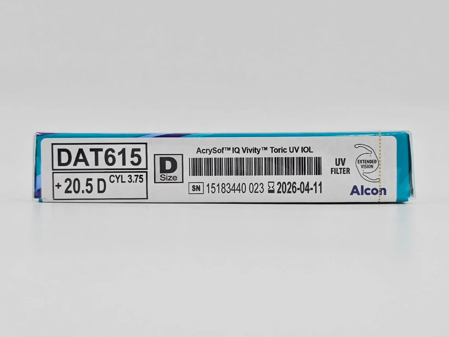Alcon DAT615.205 AcrySof IQ Vivity Toric UV Absorbing Extended Vision IOL +20.5 D Size D 1/EA - Image 4