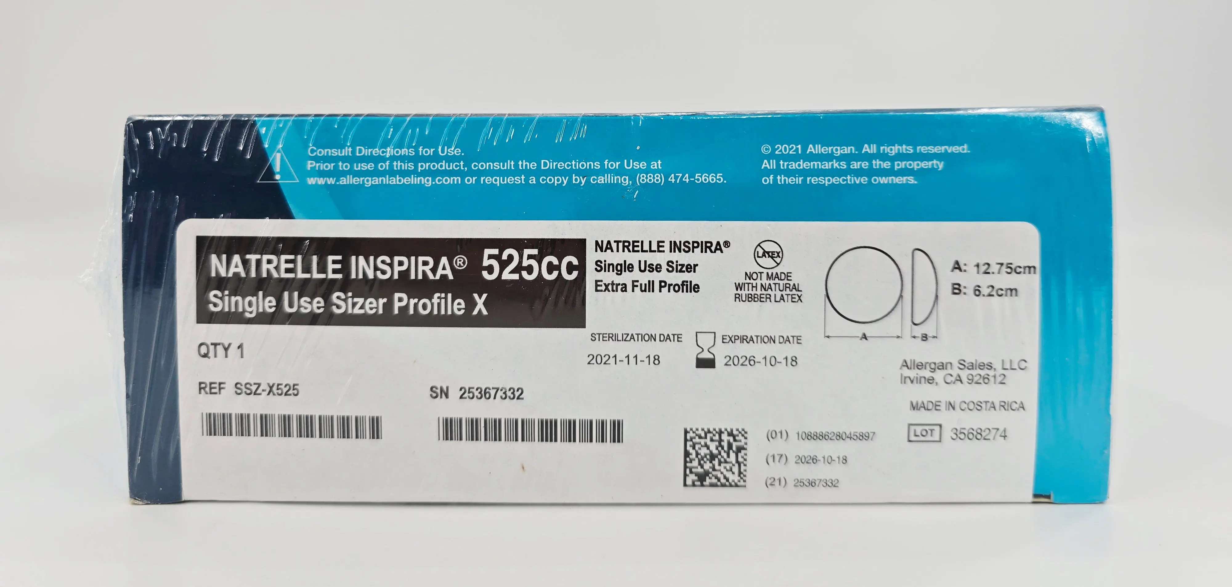 Allergan SSZ-X525 NATRELLE INSPIRA Single Use Sizer Extra Full Profile 525cc - Image 2