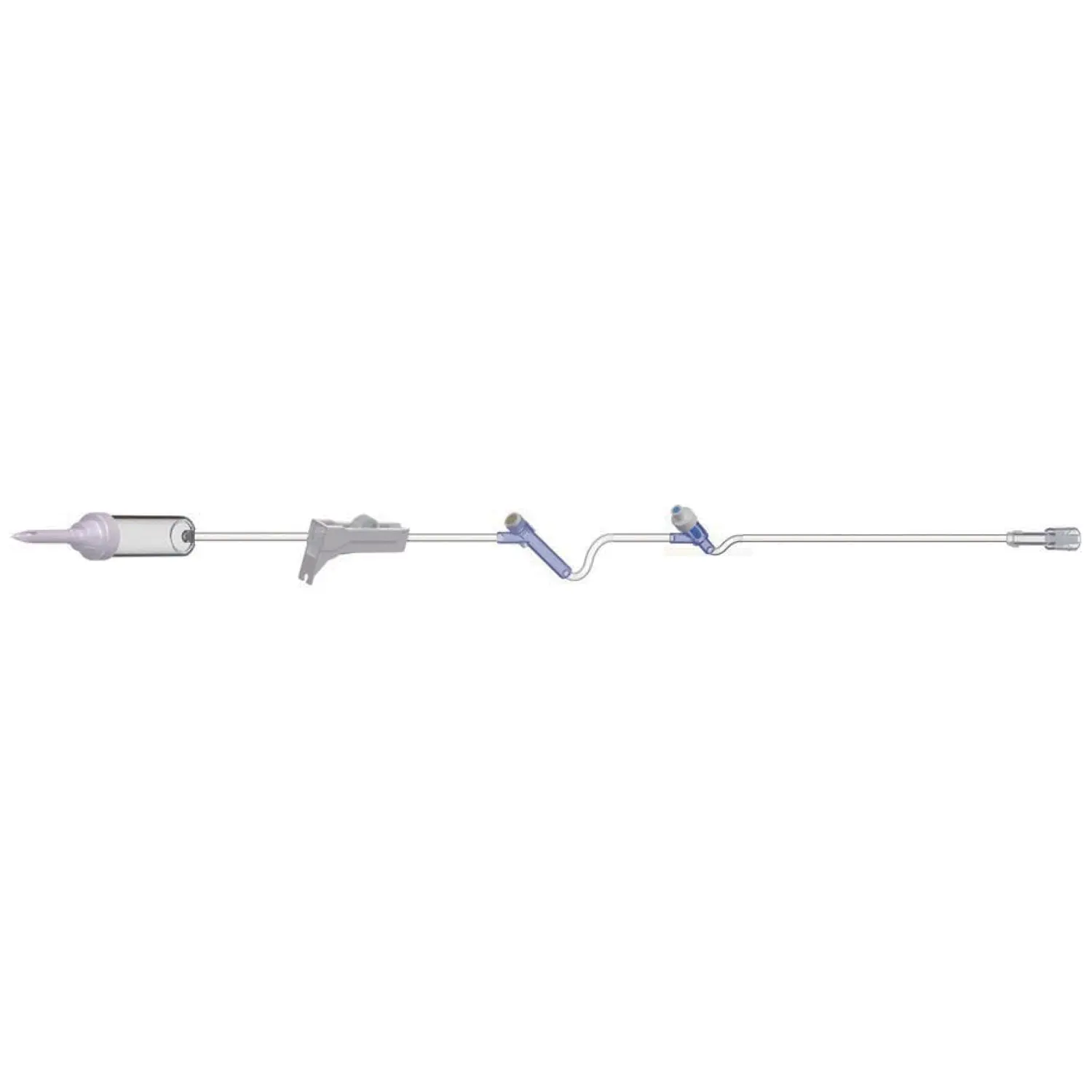 AMSINO Adult Basic IV Set, 83" Length, 15 Drops/mL, 17 mL Priming, Non-Vented, Roller Clamp, 1 Pre-Pierced Y Site, 1 AMSafe Needle-Free Y Site, Rotating Male Luer Lock, PE Pouch, 50/cs