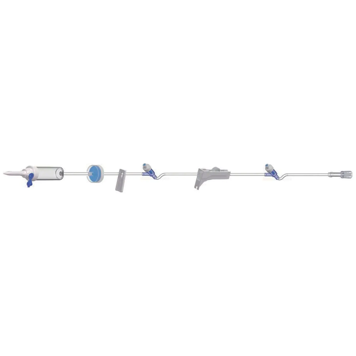 AMSINO Adult Primary Piggyback IV Set, 15 Drops/mL, 110" Length, 21 mL Priming, Vented/Non-Vented, Back Check Valve, 1 Slide Clamp, 2 AMSafe Needle-Free Y Sites, Roller Clamp, Rotating Male Luer Lock, Poly Pouch, 50/cs (75 cs/plt)