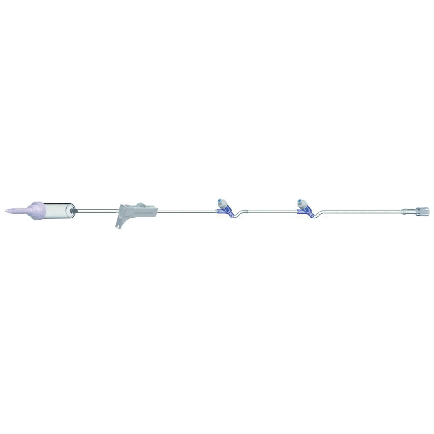 AMSINO IV Admin Set, 10 Drops/mL, 105" Length, 21 mL Priming, Non-Vented, Roller Clamp, 2 AMSafe Needle-Free Y Sites, Rotating Male Luer Lock, Tyvek Form Fill Seal, 50/cs