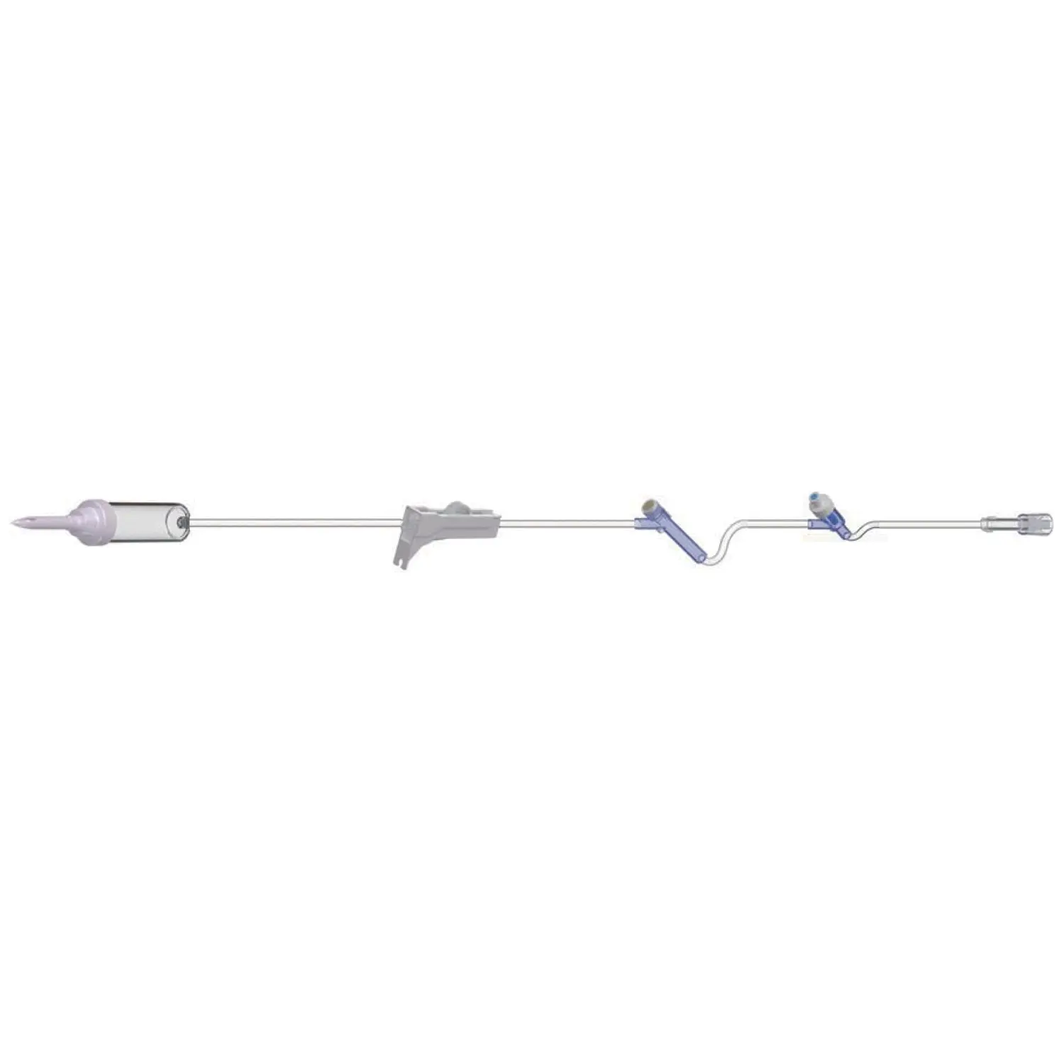 AMSINO IV Admin Set, 10 Drops/mL, 83" Length, 17 mL Priming, Non-Vented, Roller Clamp, 1 Pre-Pierced Y Site, 1 AMSafe Needle-Free Y Site, Rotating Male Luer Lock, PE Pouch, 50/cs (90 cs/plt)